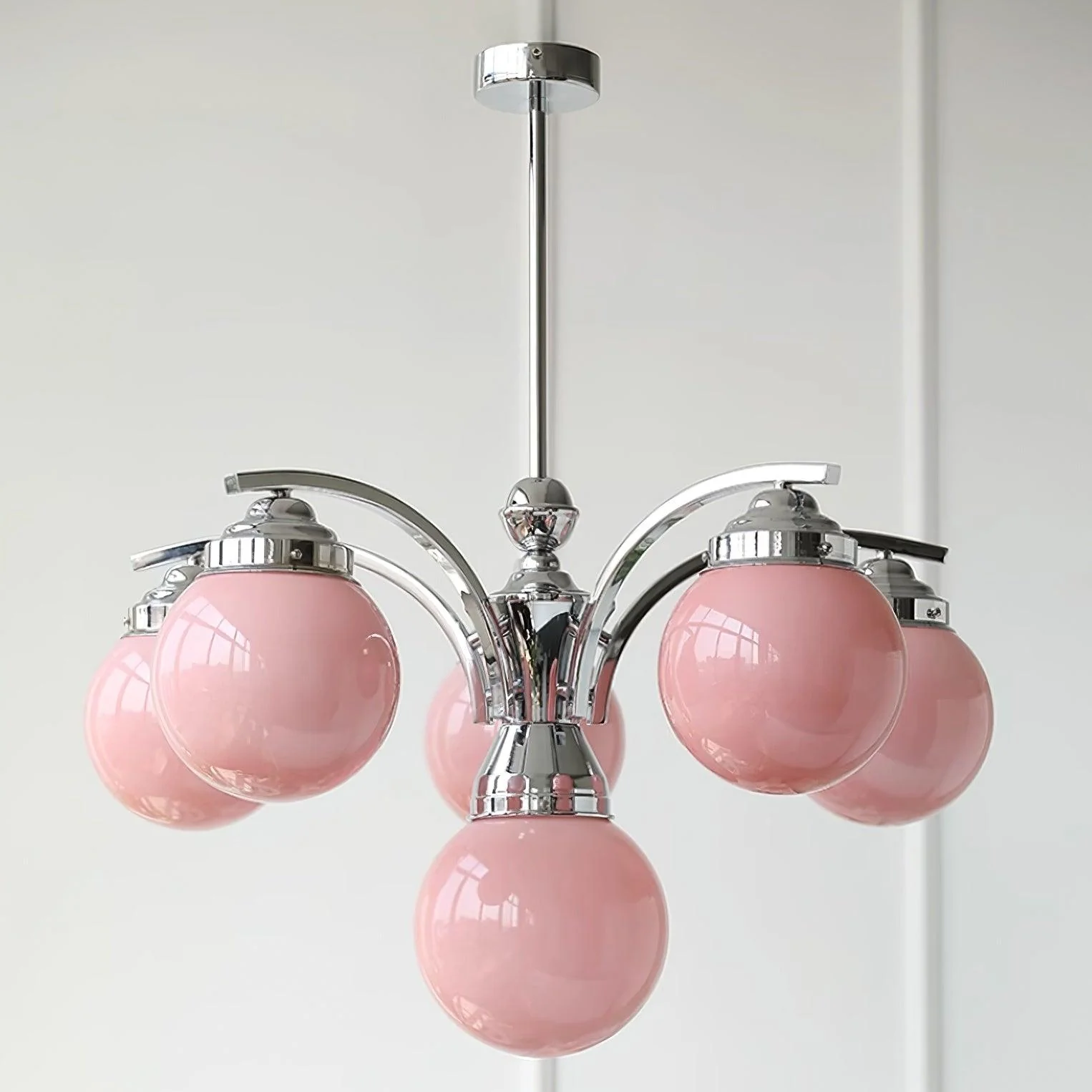Lustra Chandelier Pink Glass - Image 11