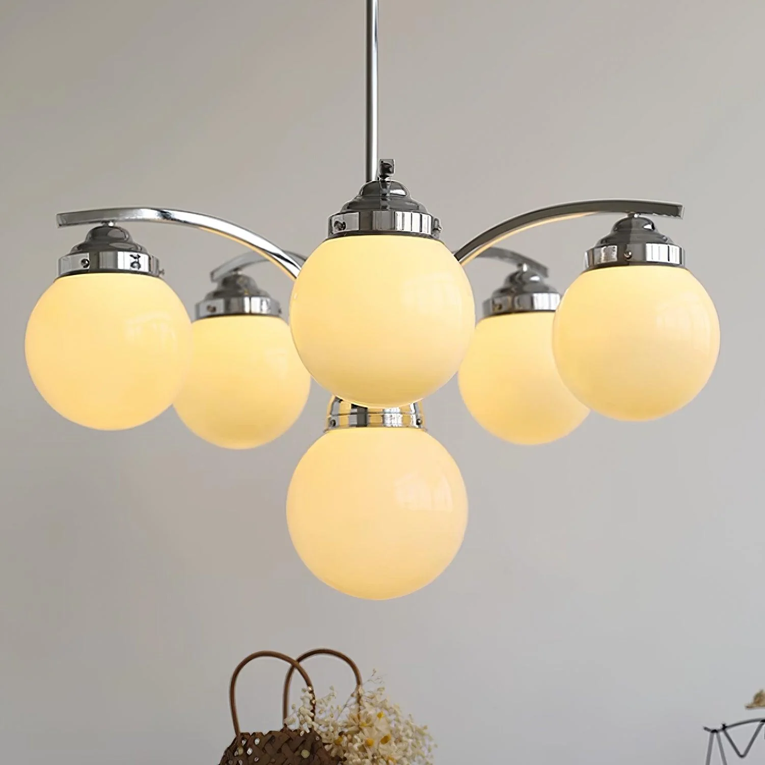 Lustra Chandelier Pink Glass - Image 12
