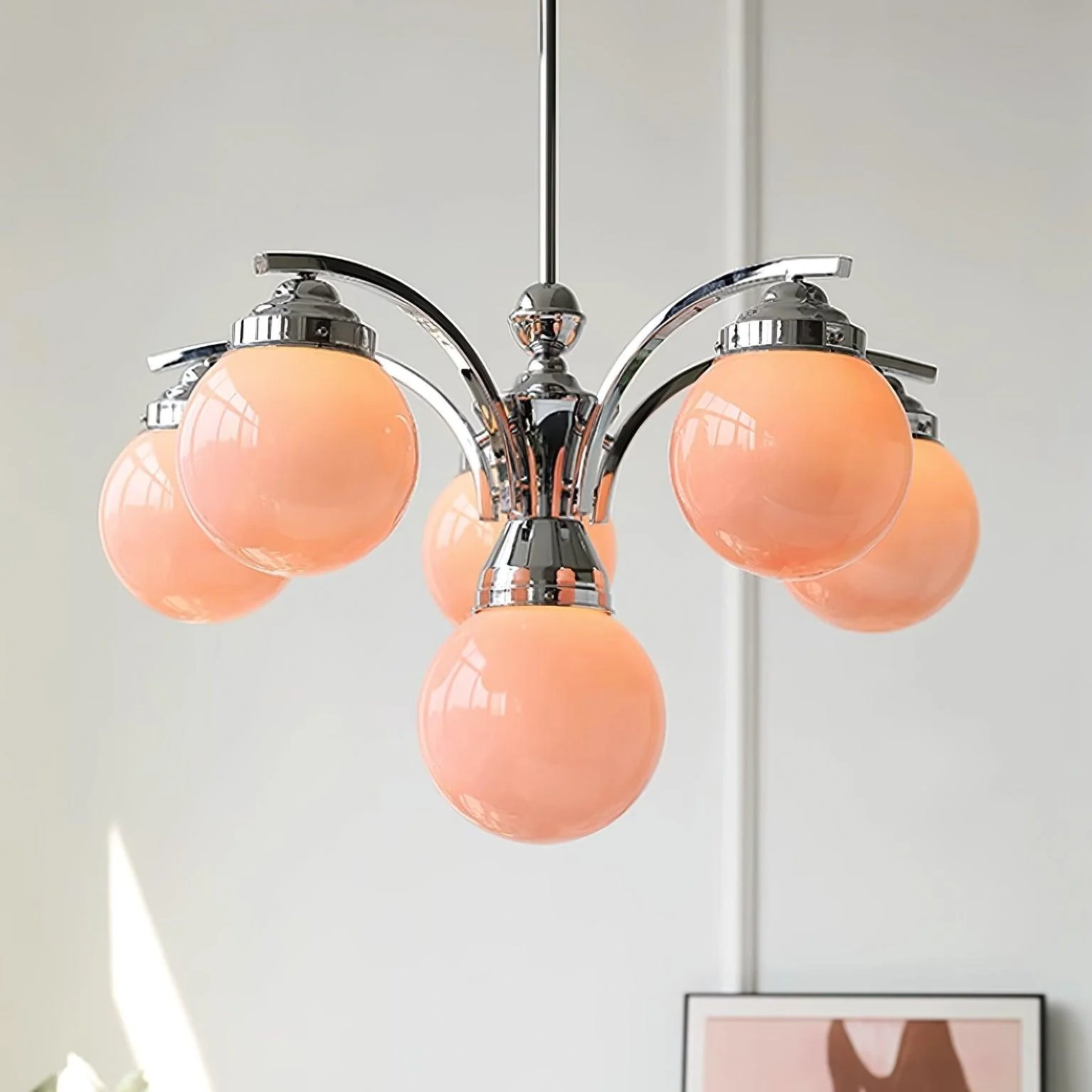 Lustra Chandelier Pink Glass - Image 16