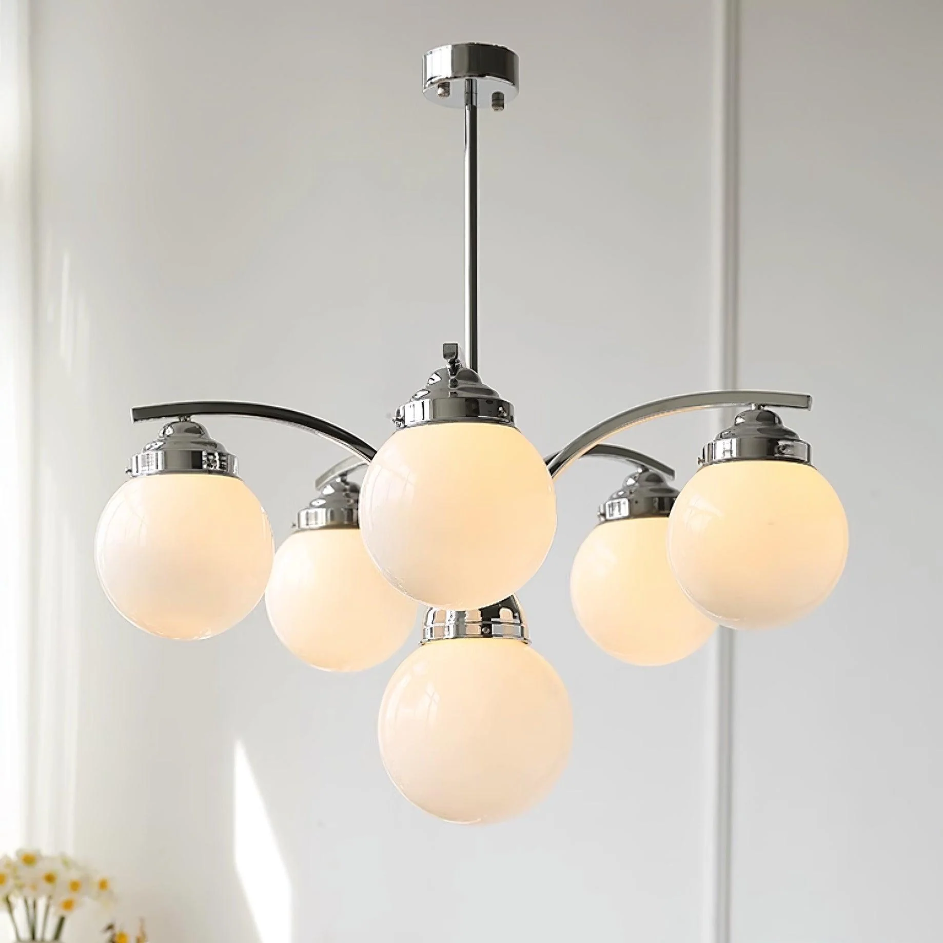 Lustra Chandelier Pink Glass - Image 20