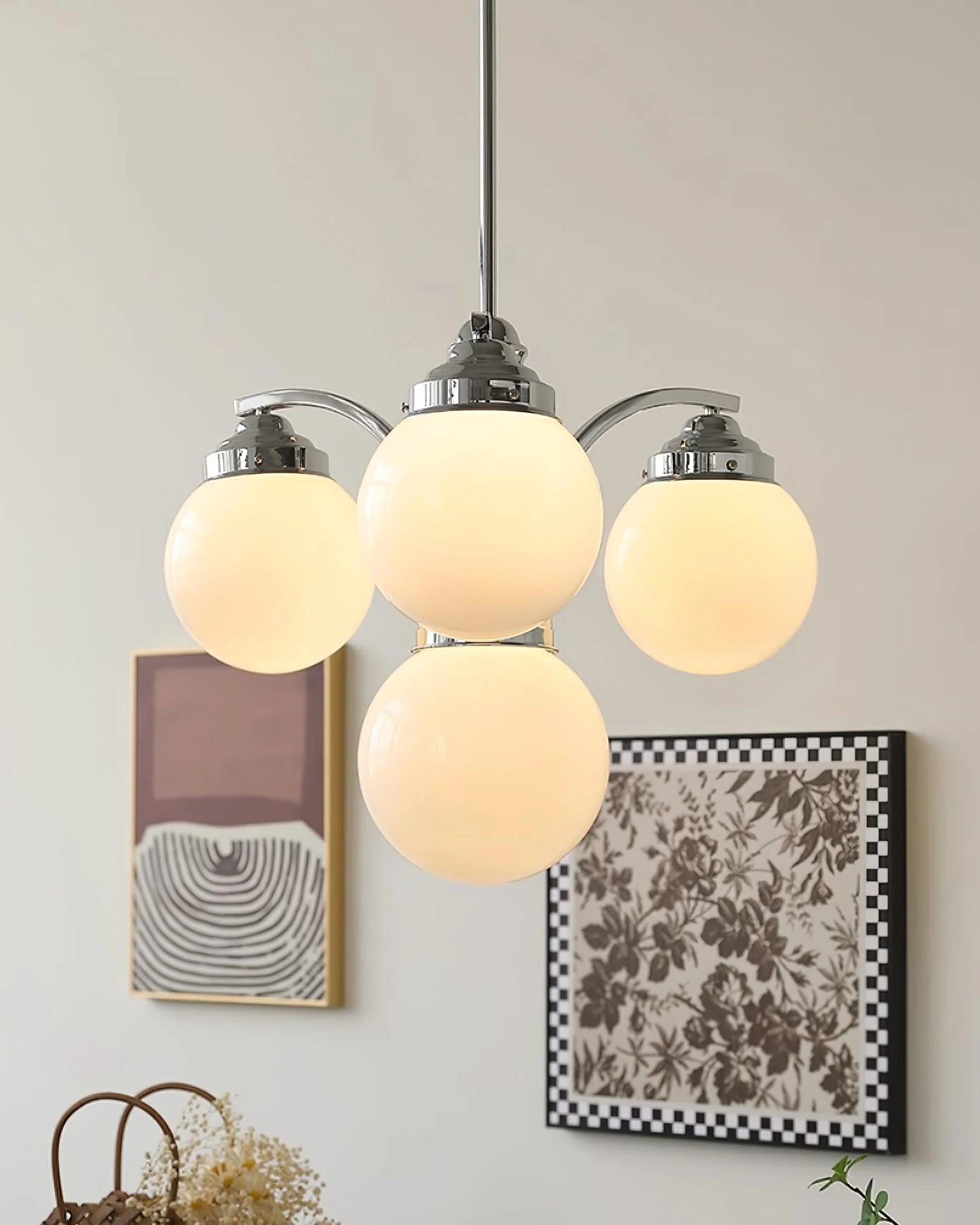 Lustra Chandelier Pink Glass - Image 22