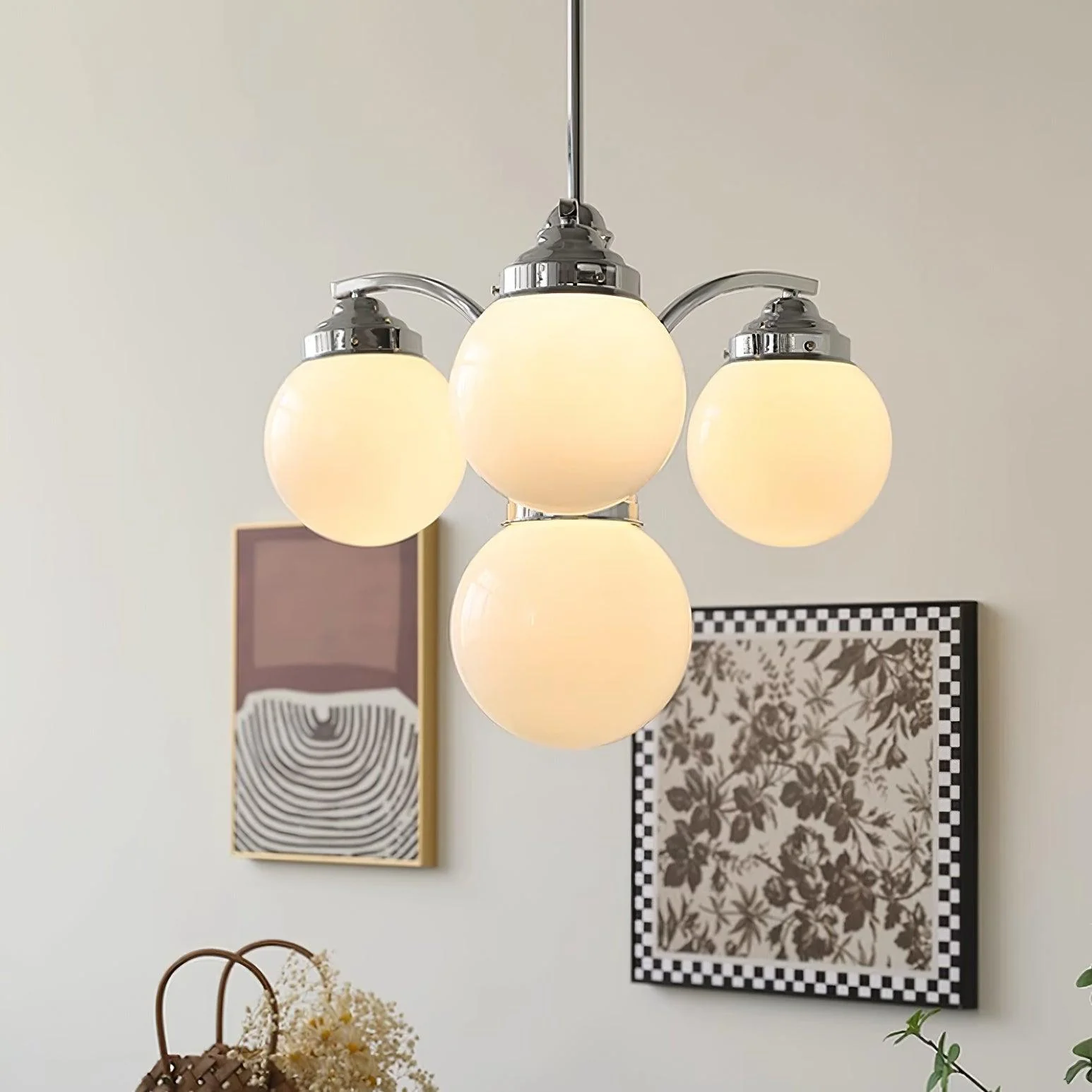Lustra Chandelier Pink Glass - Image 26