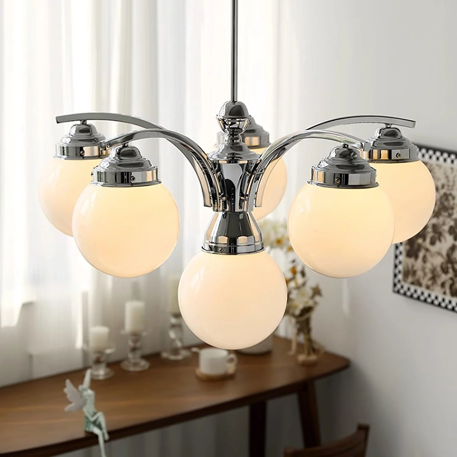 Lustra Chandelier Pink Glass - Image 27