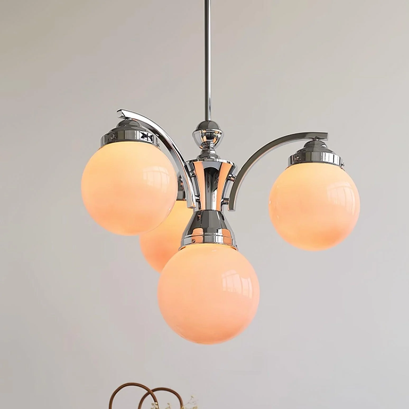 Lustra Chandelier Pink Glass - Image 29