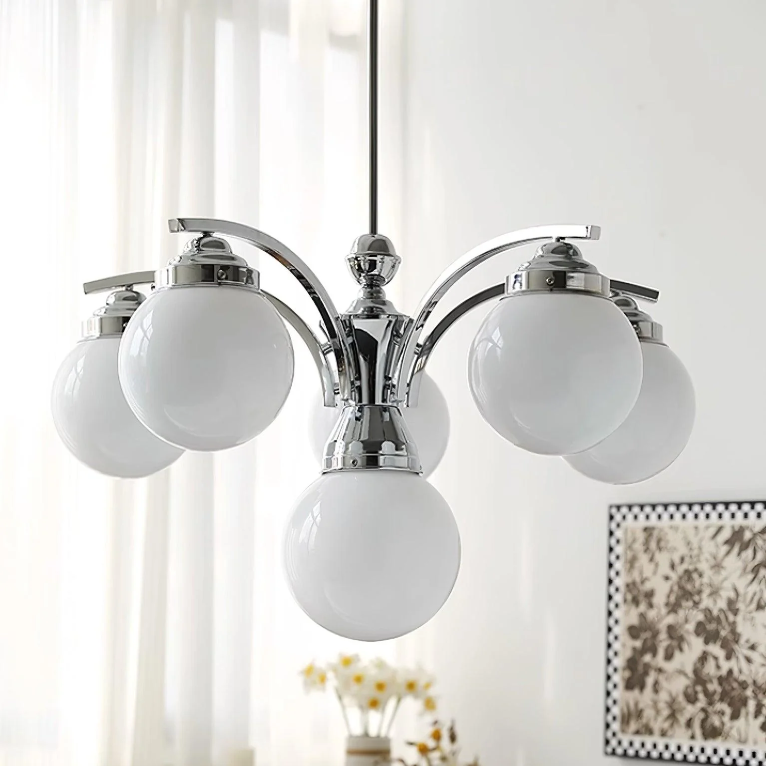 Lustra Chandelier Pink Glass - Image 30
