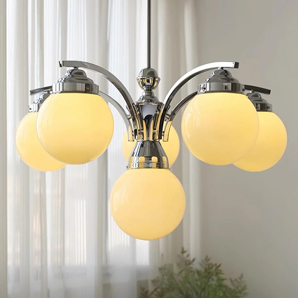 Lustra Chandelier Pink Glass - Image 5