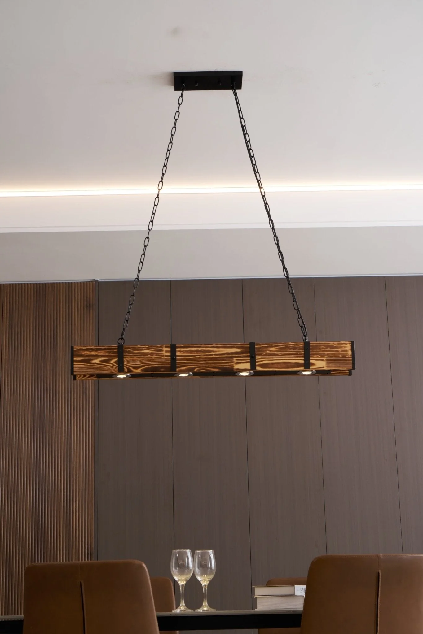 Lustra Chandelier Pleva Linear Natural Wood - Image 10