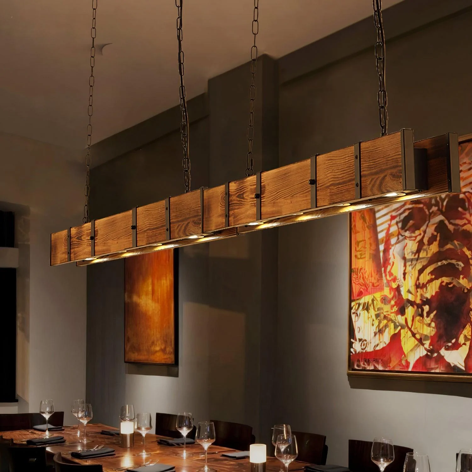 Lustra Chandelier Pleva Linear Natural Wood - Image 16