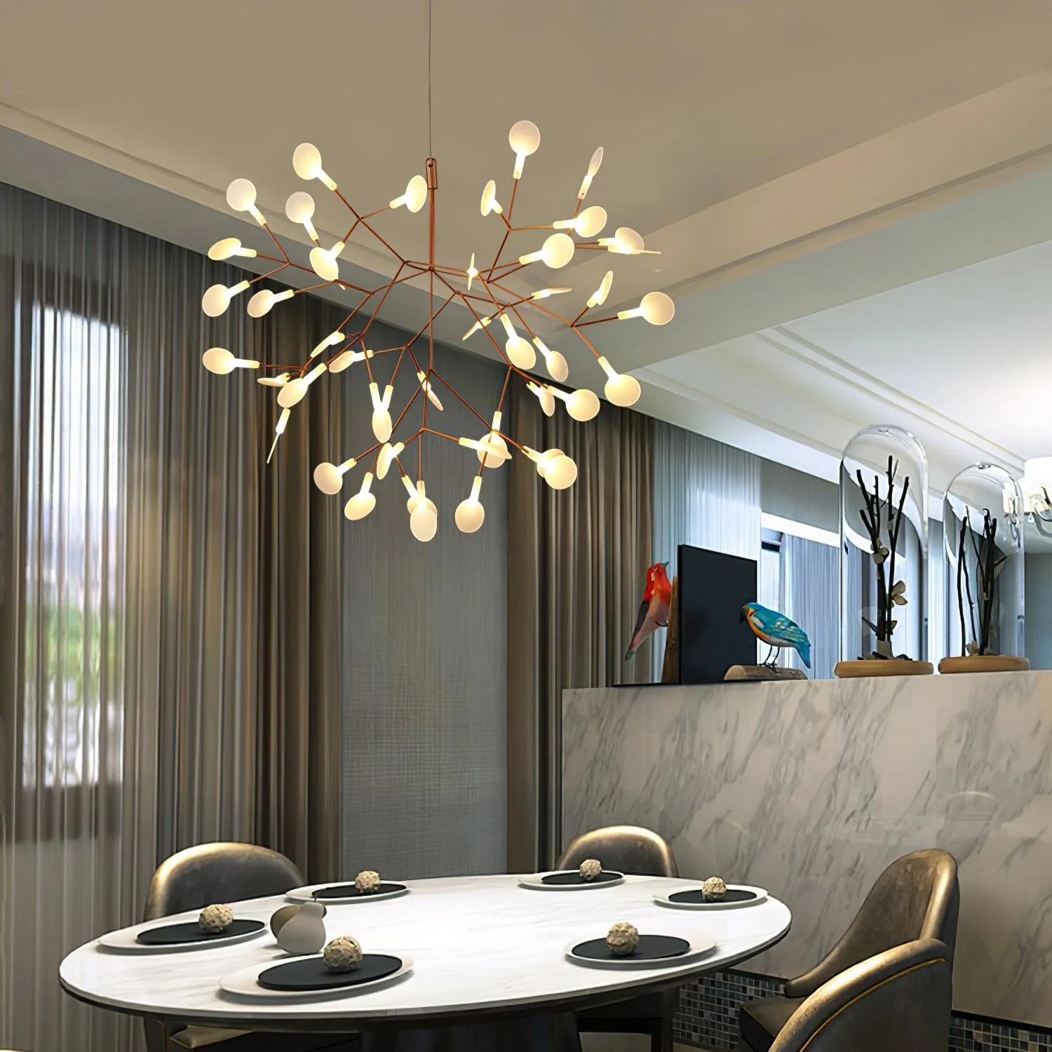 Lustra Chandelier Rose Gold Firefly LED Branch - Image 63