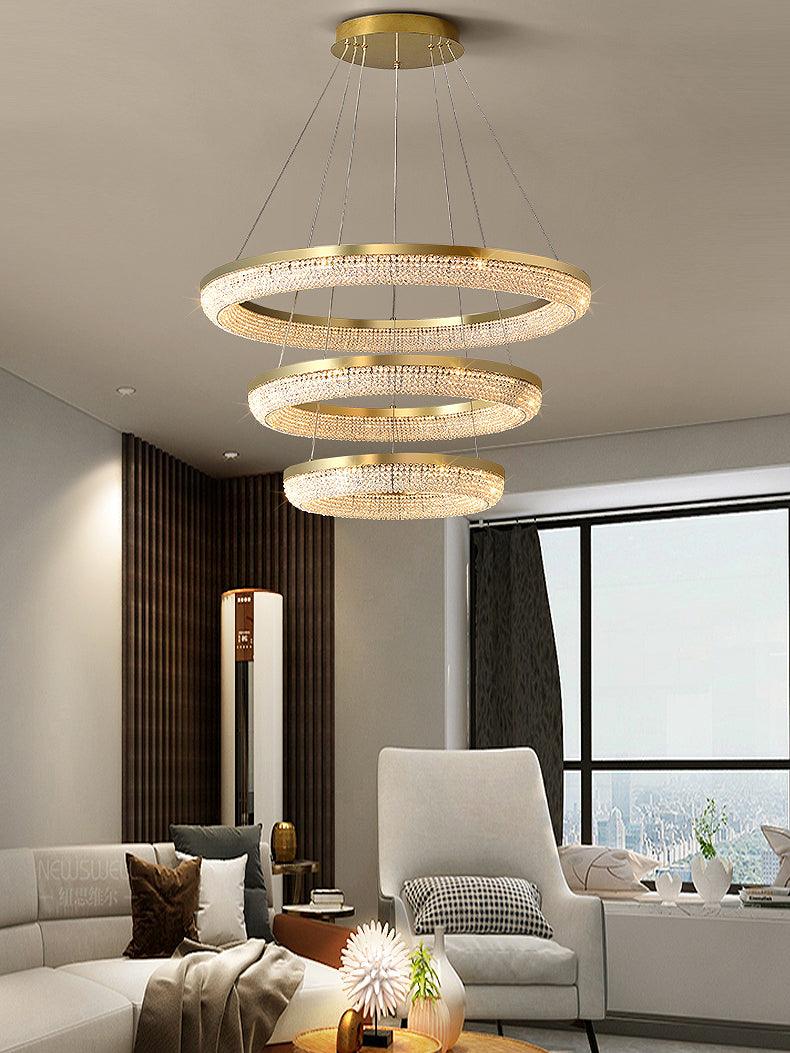 Lustra Chandelier Round Ring Crystal Gold LED - Image 20