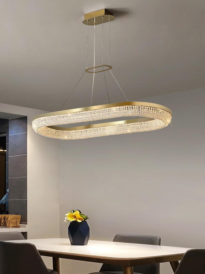 Lustra Chandelier Round Ring Crystal Gold LED - Image 21