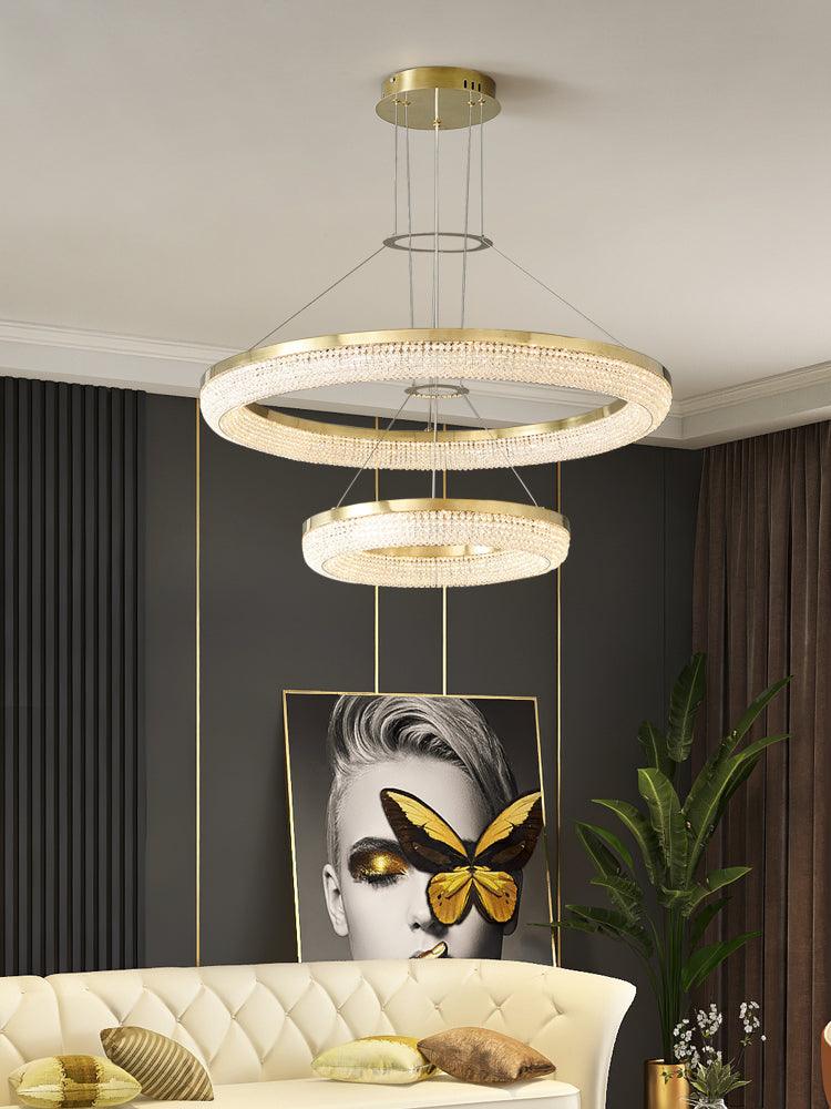 Lustra Chandelier Round Ring Crystal Gold LED - Image 24