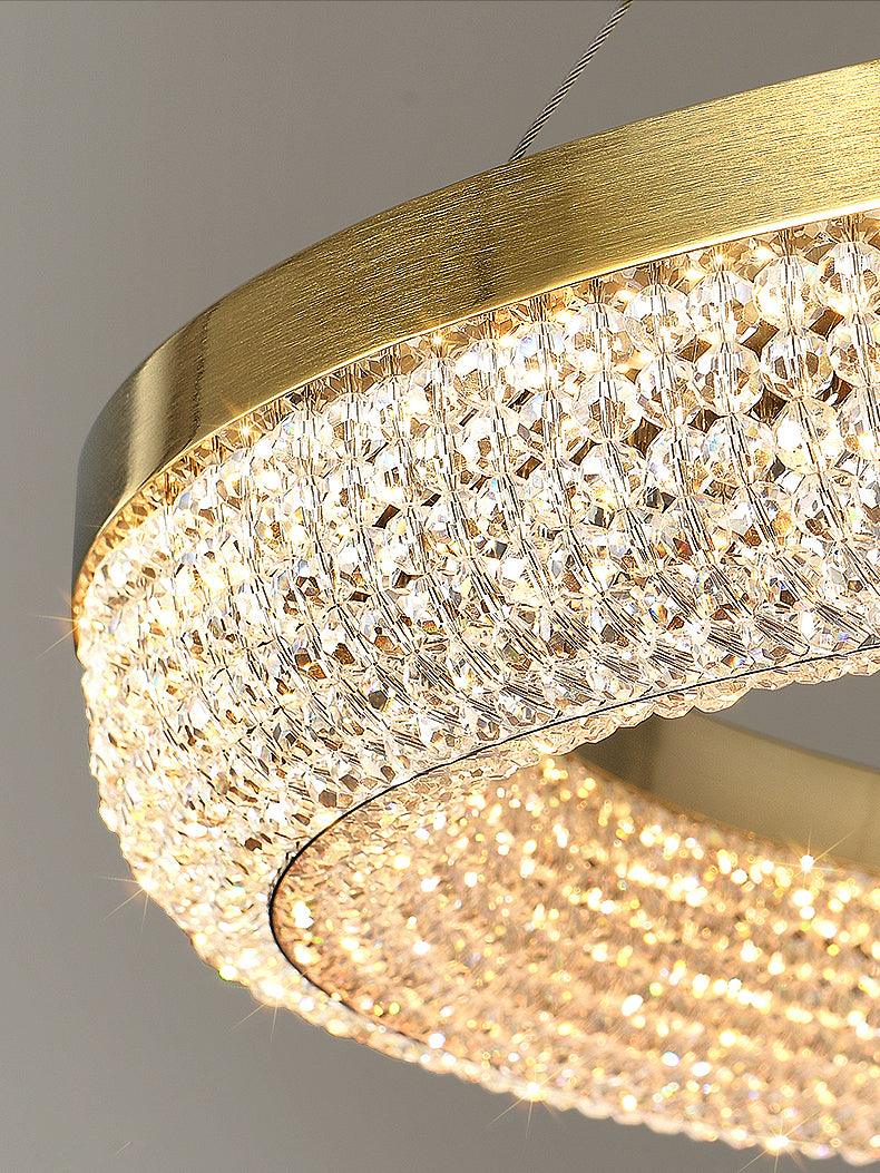 Lustra Chandelier Round Ring Crystal Gold LED - Image 30