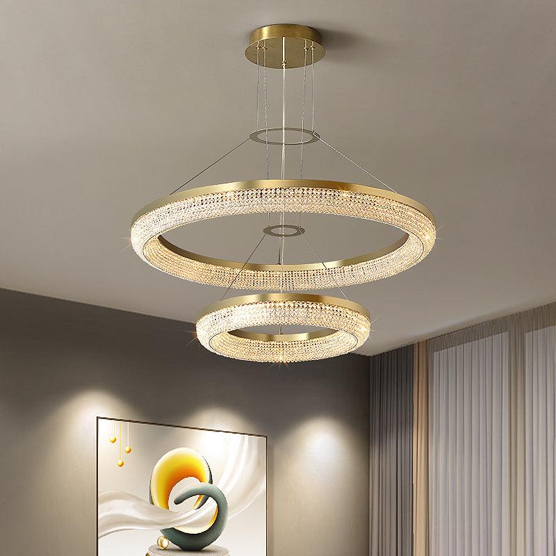 Lustra Chandelier Round Ring Crystal Gold LED - Image 4