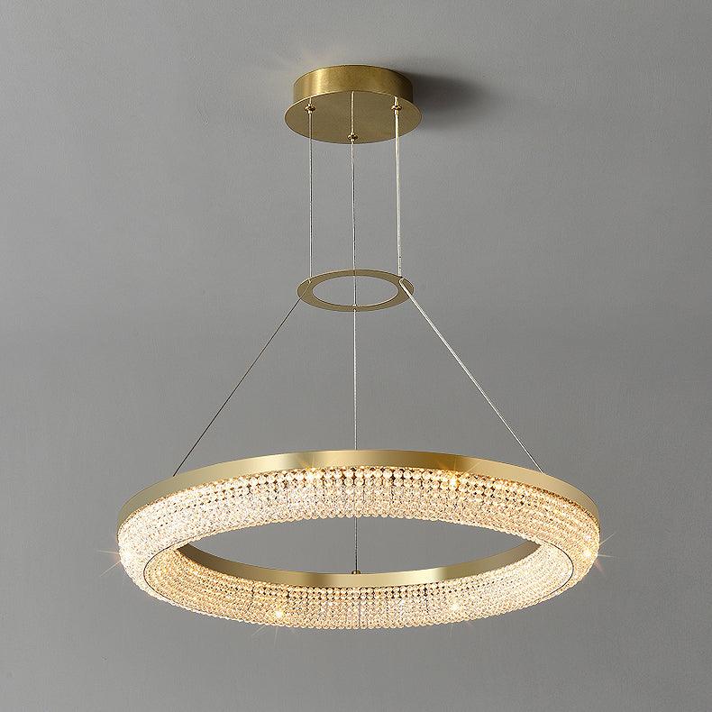 Lustra Chandelier Round Ring Crystal Gold LED - Image 5
