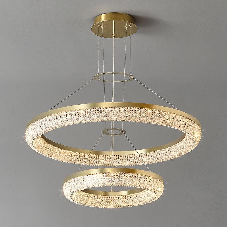 Lustra Chandelier Round Ring Crystal Gold LED - Image 6