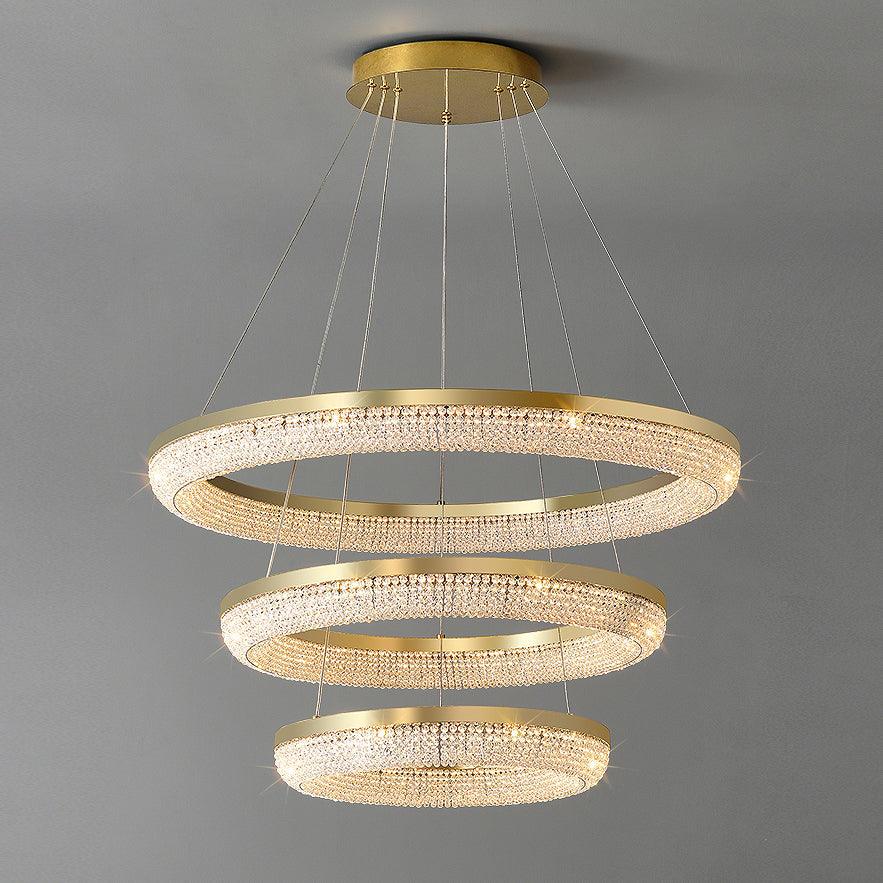 Lustra Chandelier Round Ring Crystal Gold LED - Image 7