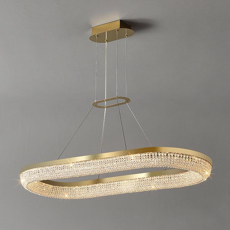 Lustra Chandelier Round Ring Crystal Gold LED - Image 8