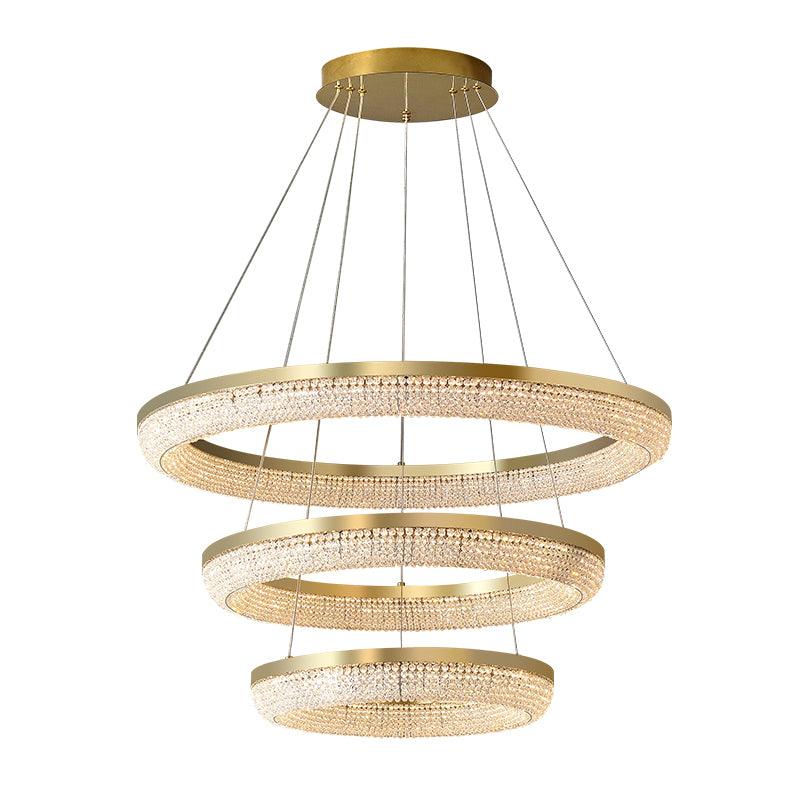 Lustra Chandelier Round Ring Crystal Gold LED - Image 9