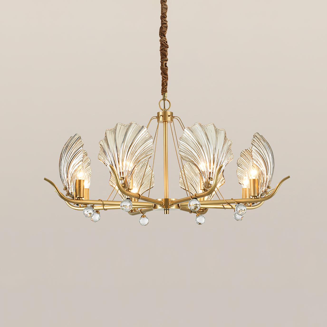 Lustra Chandelier Shell Crystal Leaf Copper - Image 8