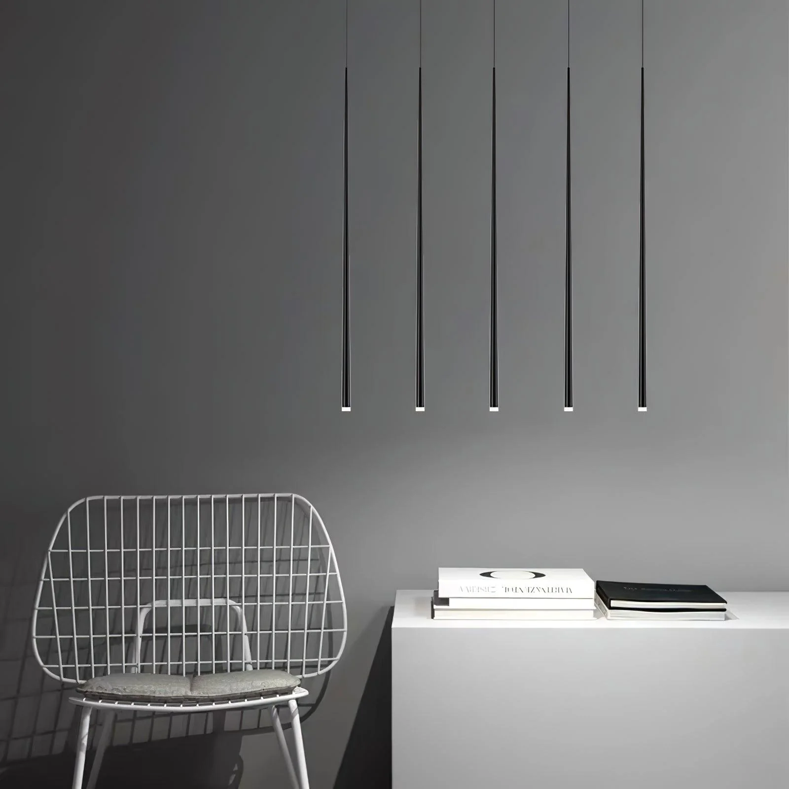 Lustra Chandelier Slender Black Minimalist - Image 12