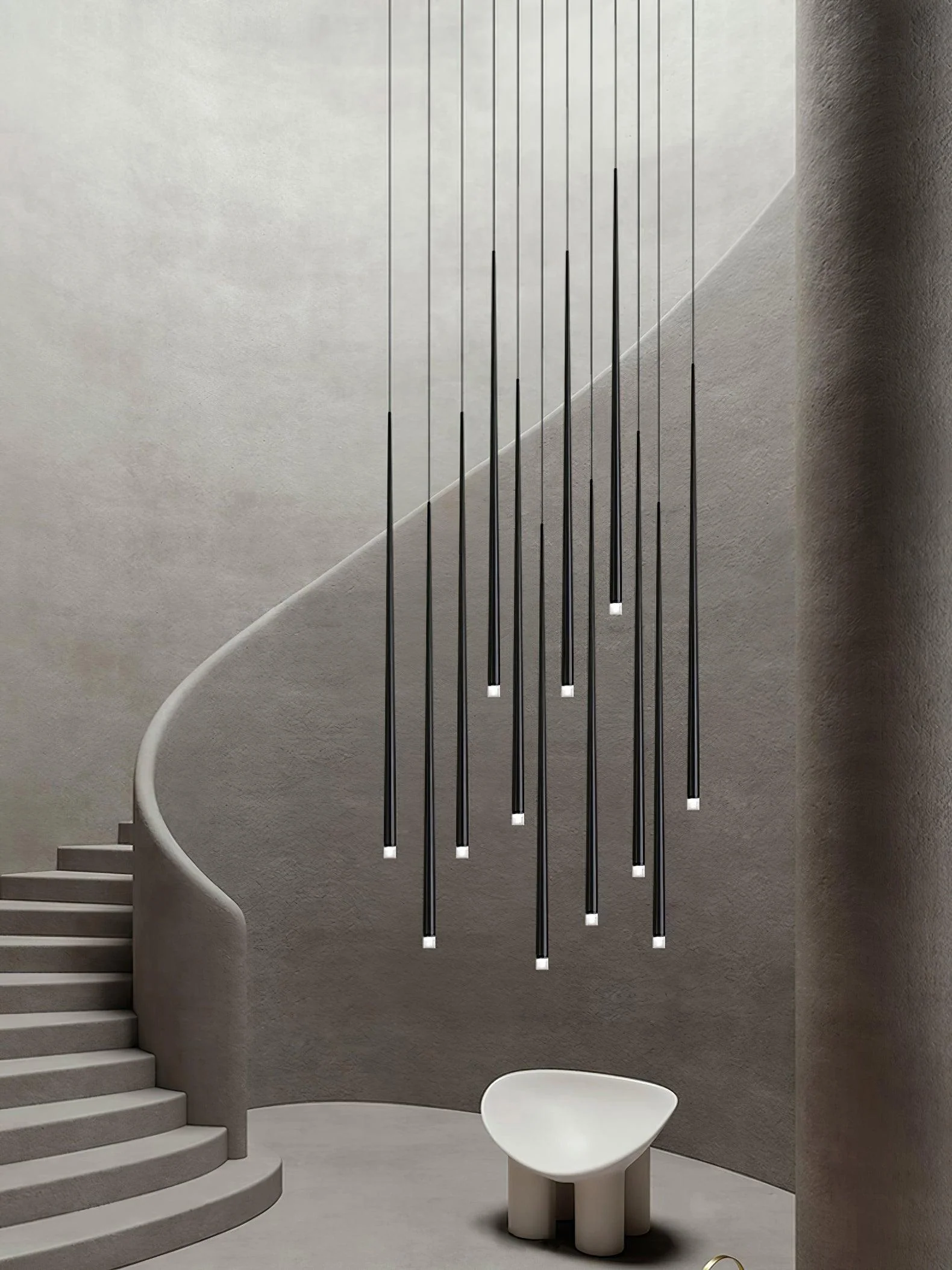 Lustra Chandelier Slender Black Minimalist - Image 16