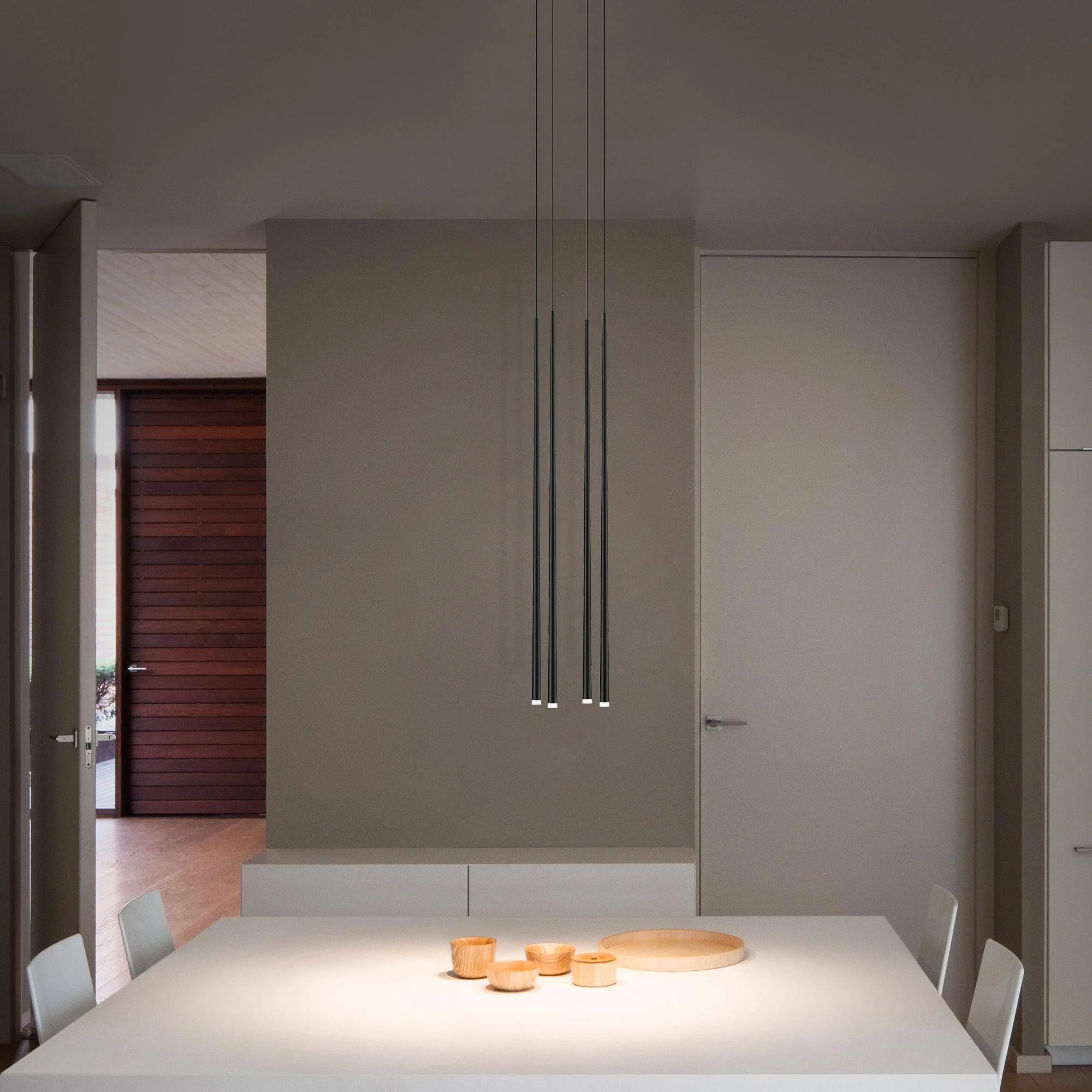 Lustra Chandelier Slender Black Minimalist - Image 34