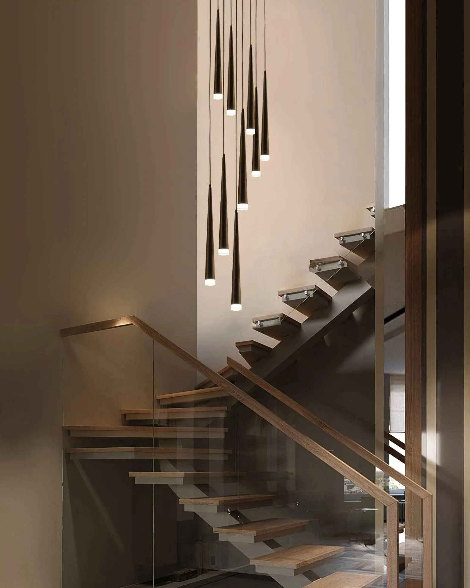 Lustra Chandelier Slender Black Minimalist - Image 56