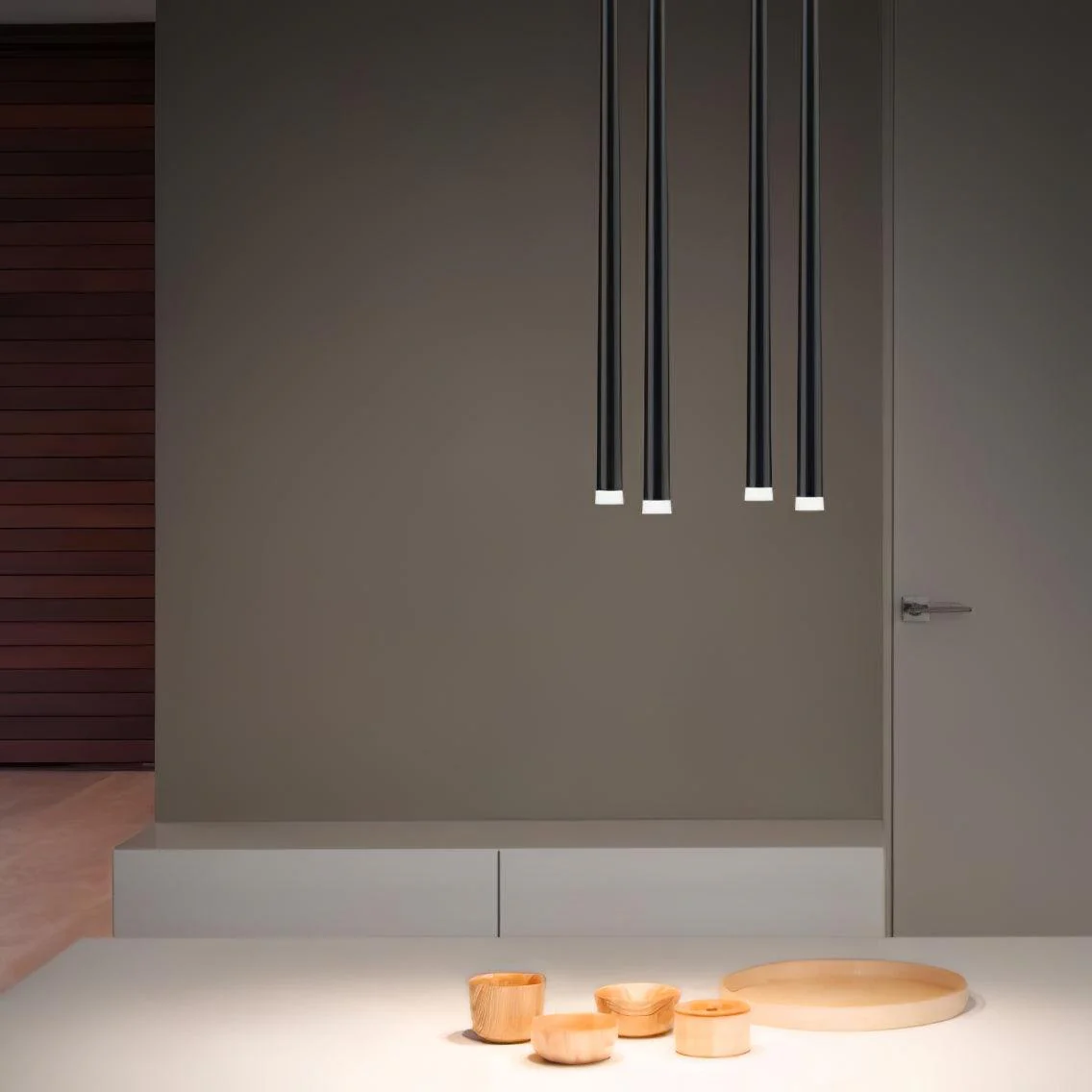 Lustra Chandelier Slender Black Minimalist - Image 63