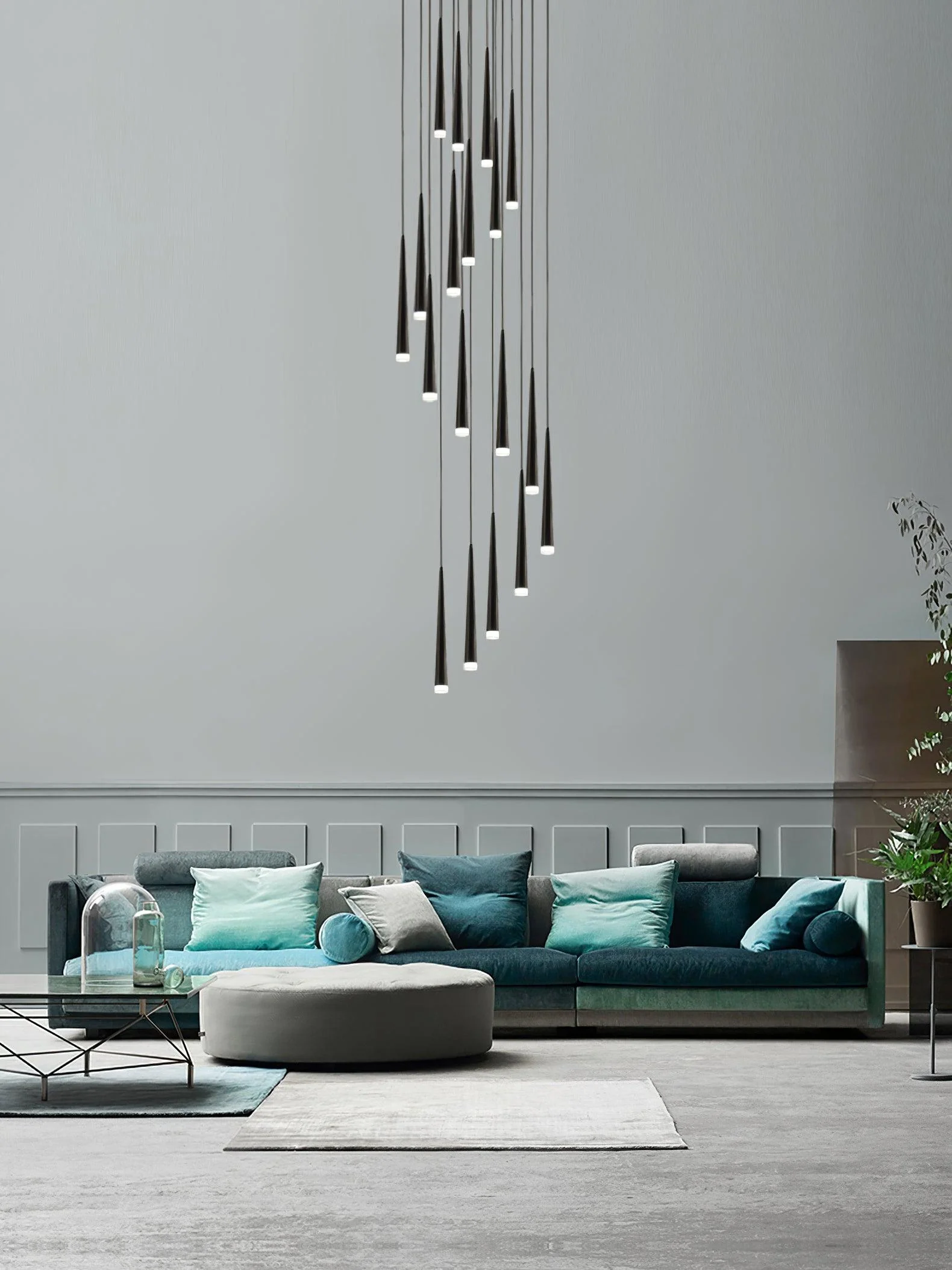 Lustra Chandelier Slender Black Minimalist - Image 67
