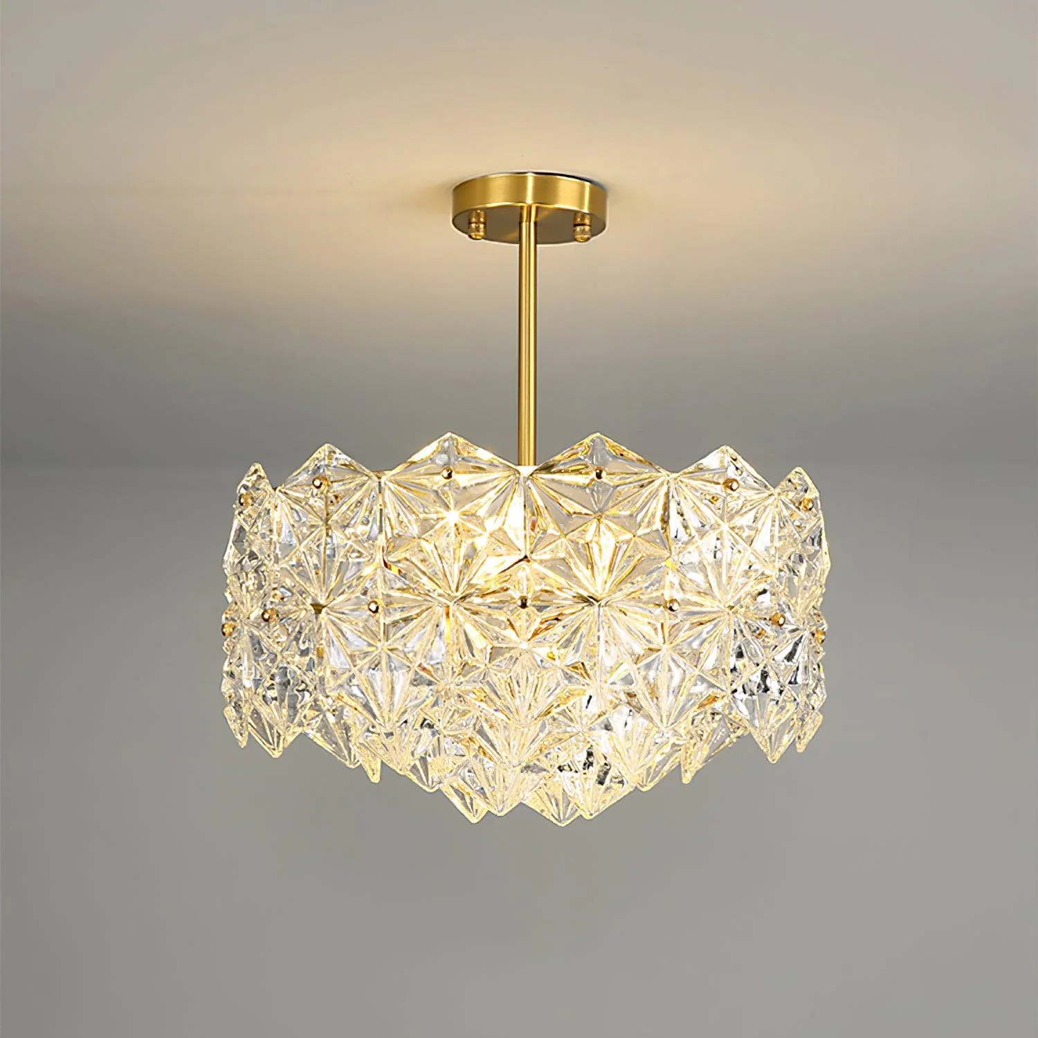 Lustra Chandelier Snowflake Glass Gold - Image 27