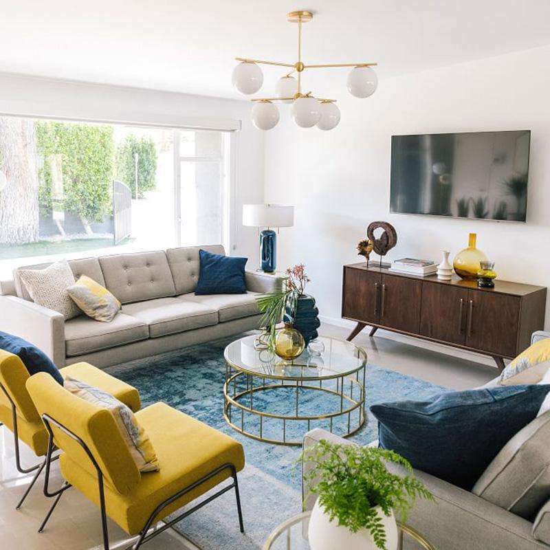 Lustra Chandelier Sphere & Stem Modern Gold LED - Image 18