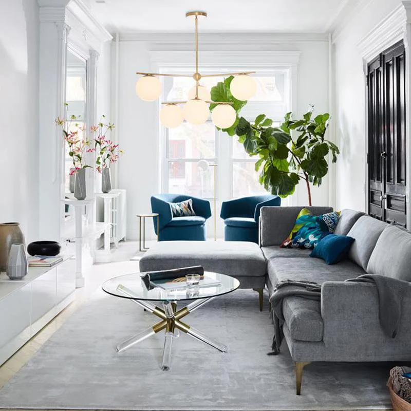 Lustra Chandelier Sphere & Stem Modern Gold LED - Image 64