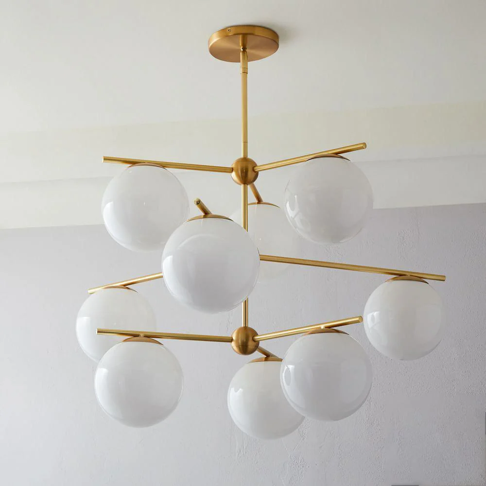 Lustra Chandelier Sphere & Stem Modern Gold LED - Image 7