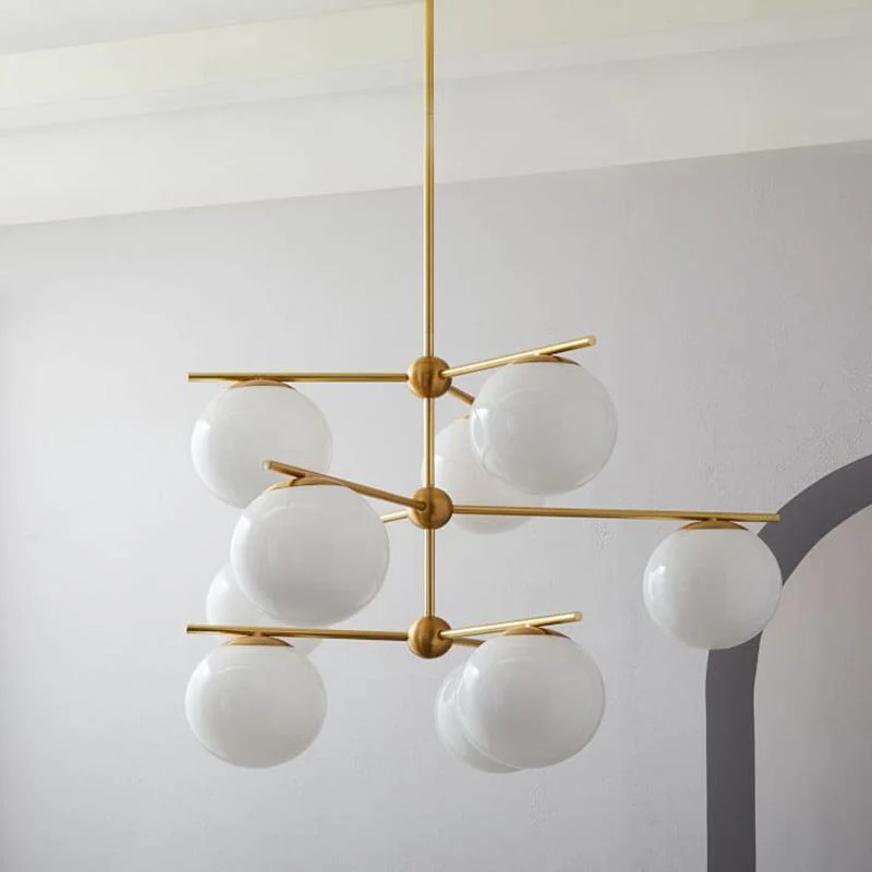 Lustra Chandelier Sphere & Stem Modern Gold LED - Image 8