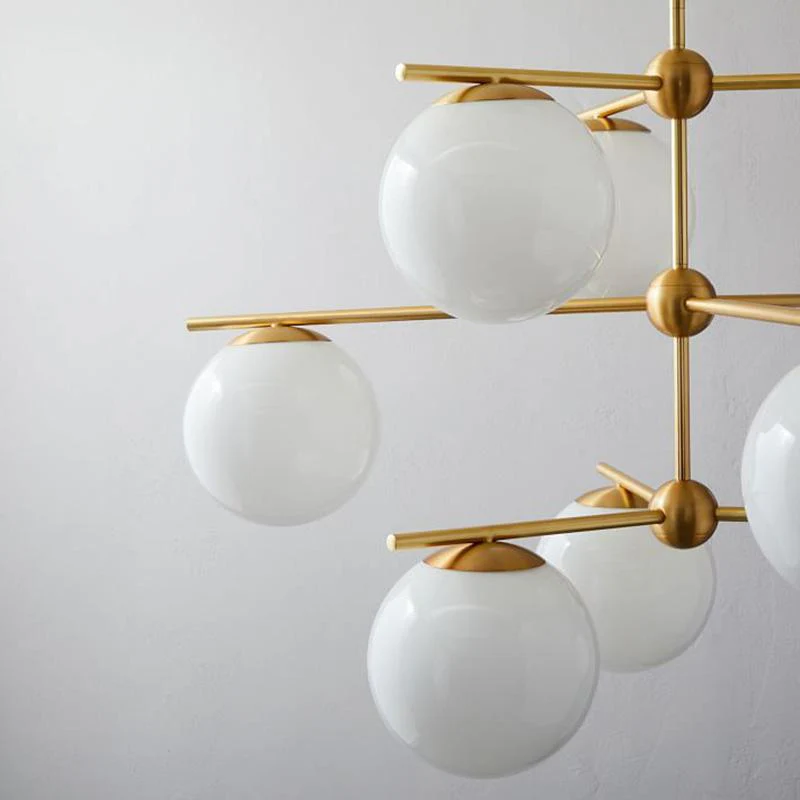 Lustra Chandelier Sphere & Stem Modern Gold LED - Image 9