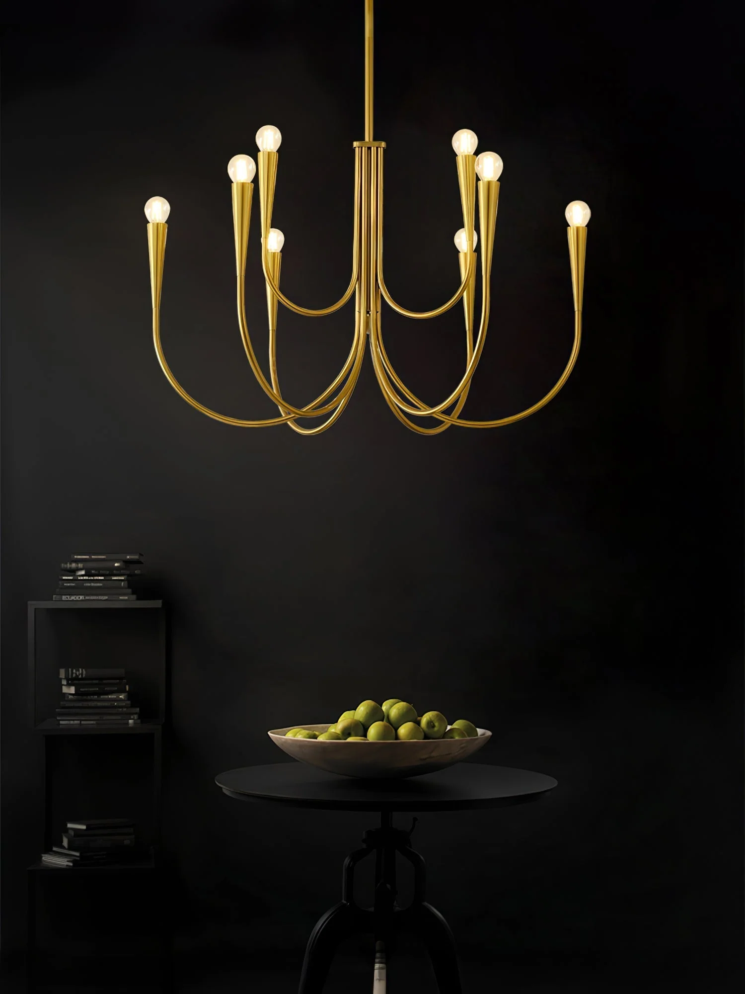 Lustra Chandelier Swoop Arm Brass Minimalist - Image 18