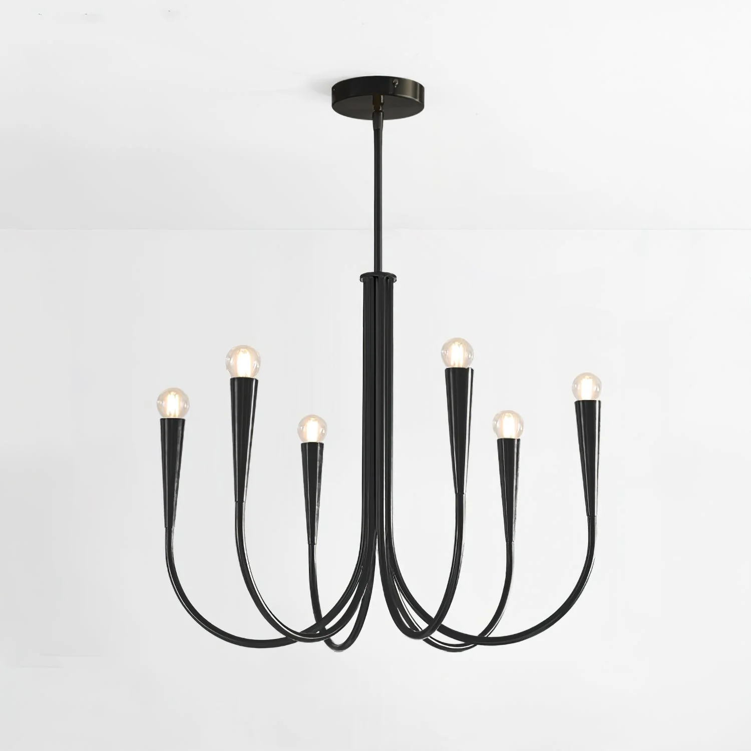 Lustra Chandelier Swoop Arm Brass Minimalist - Image 26