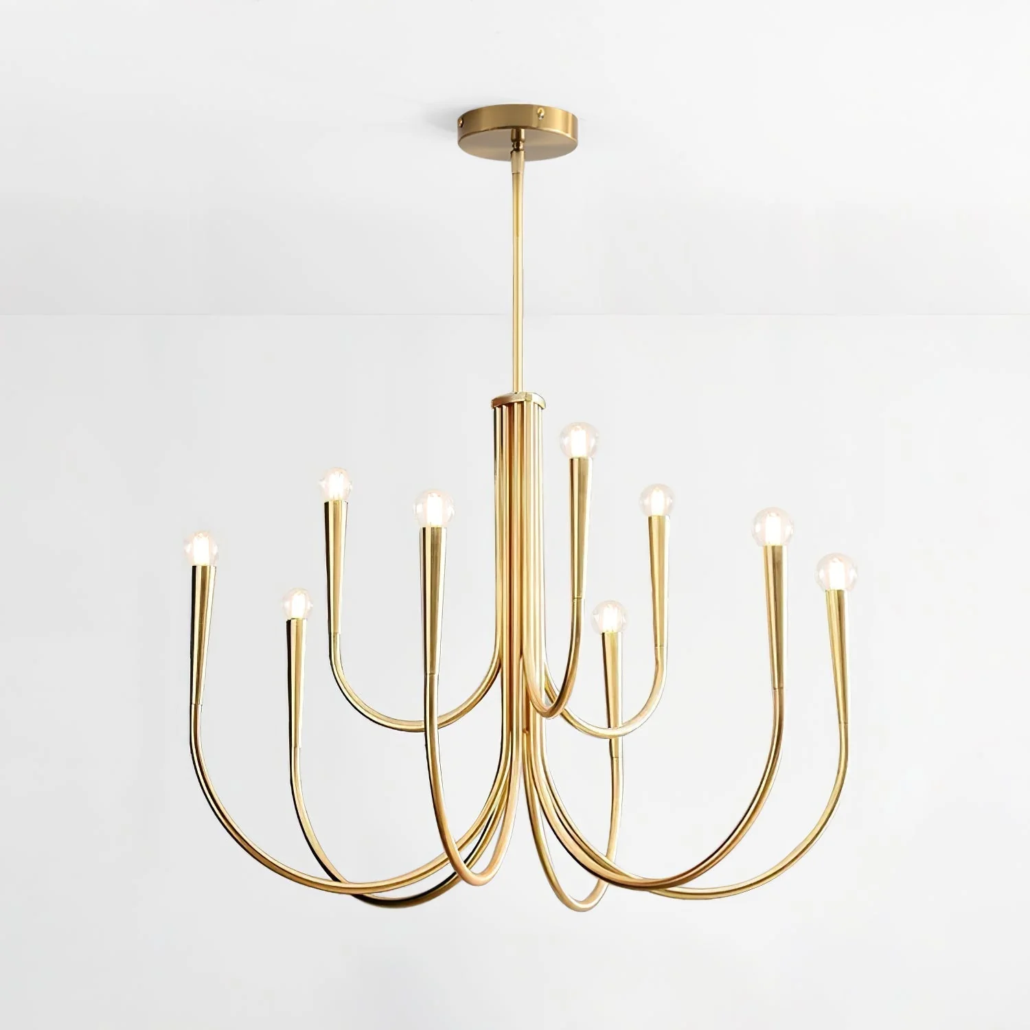 Lustra Chandelier Swoop Arm Brass Minimalist - Image 3