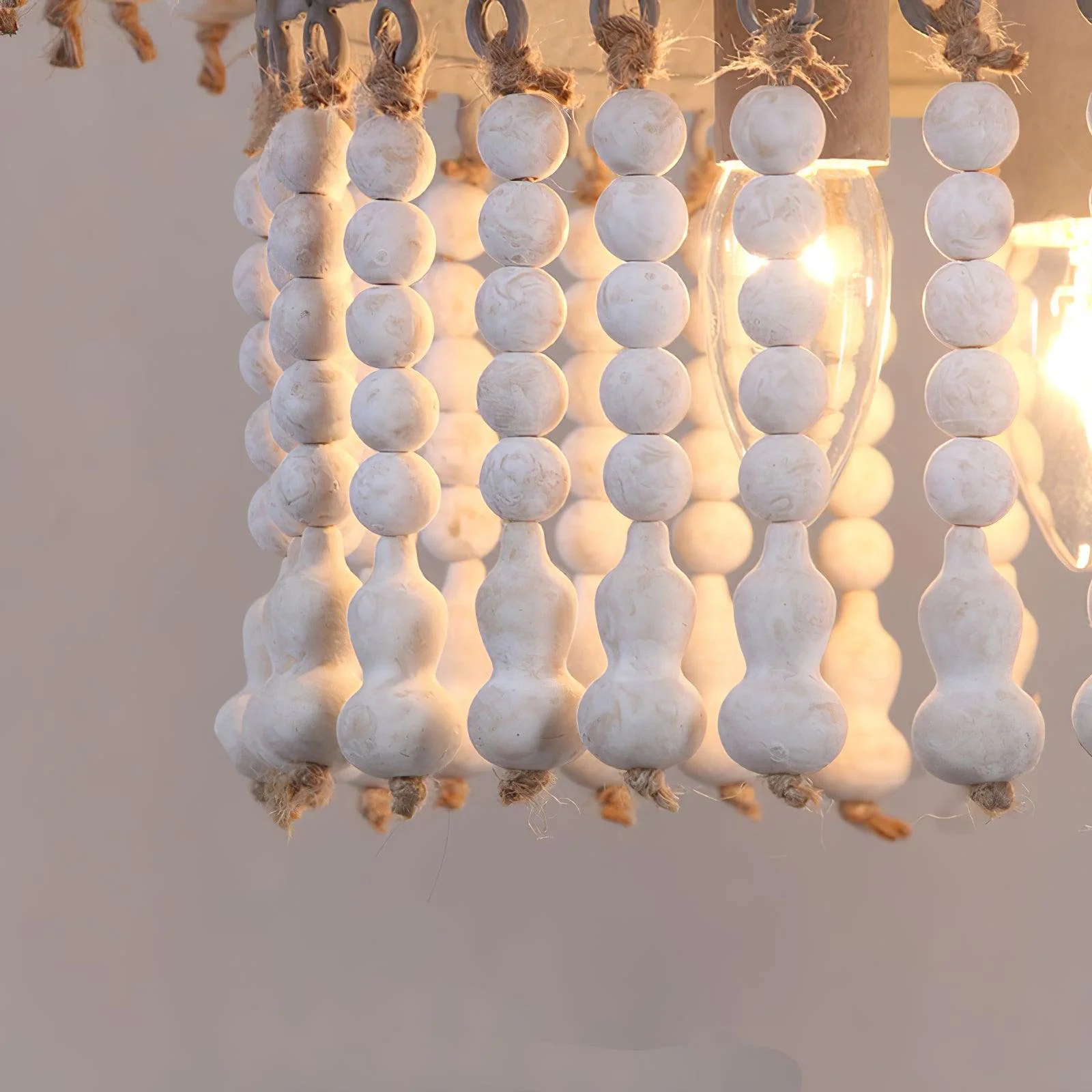 Lustra Chandelier Three Tiered Wood Beaded - Image 8