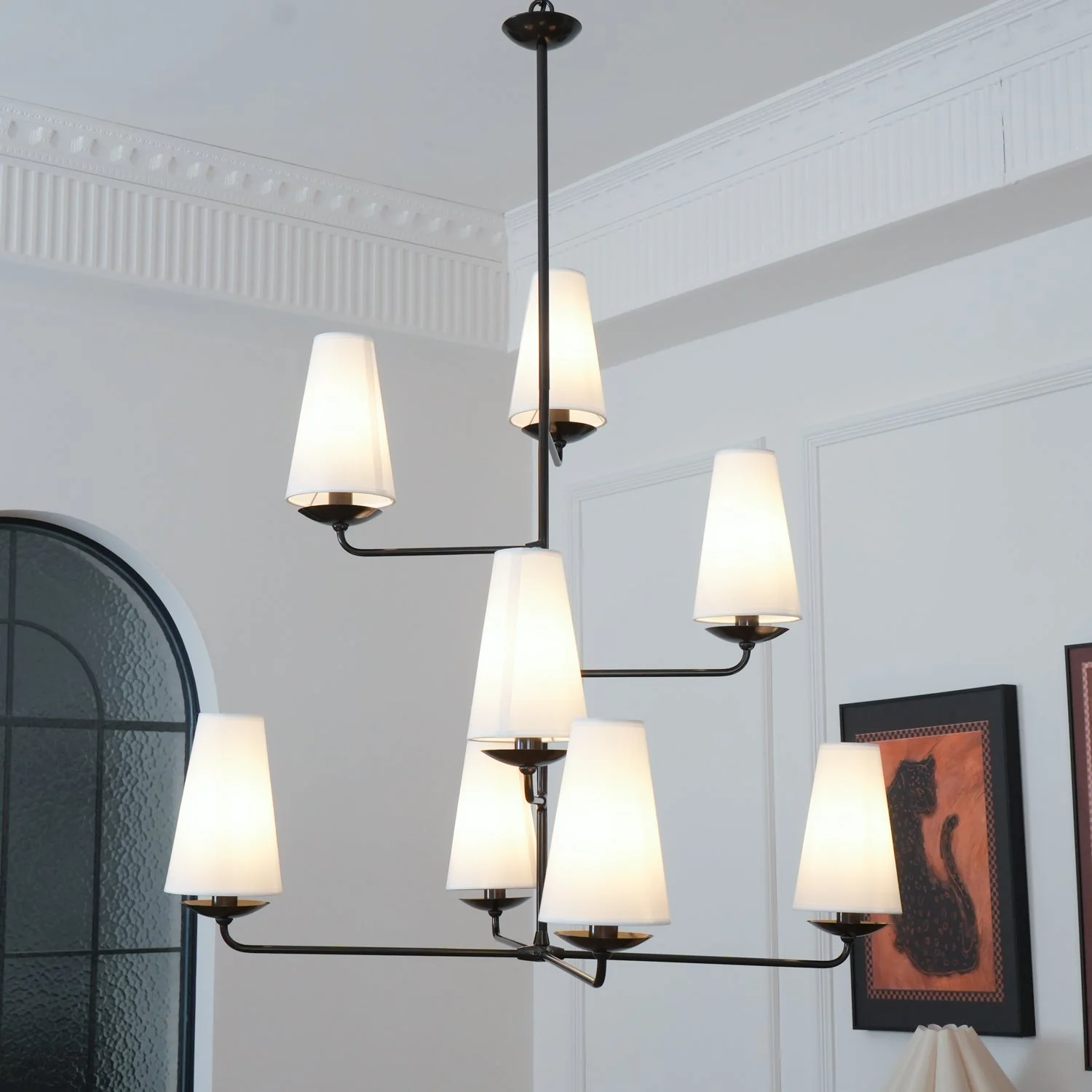 Lustra Chandelier Vertical Copper Linen - Image 24