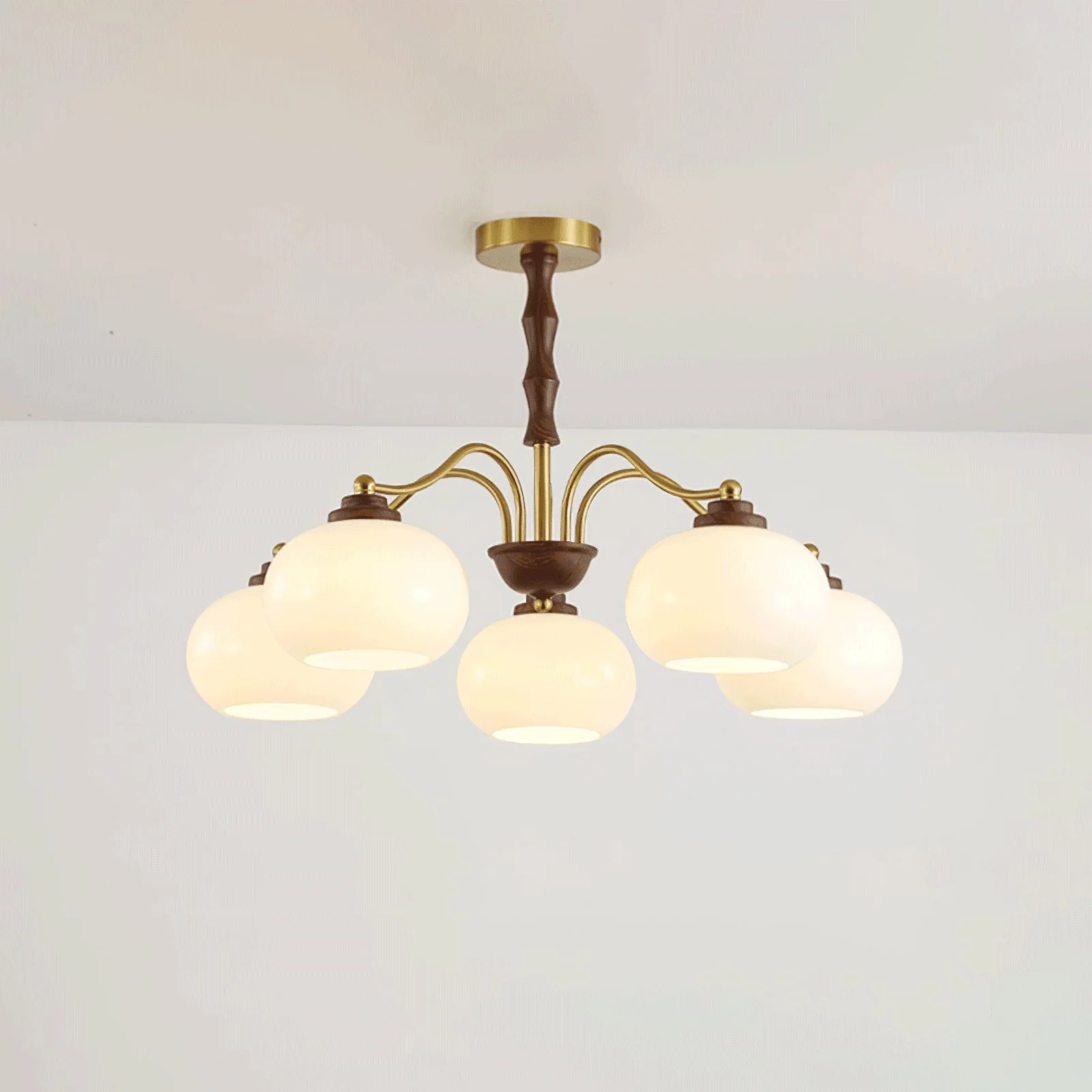 Lustra Chandelier Walnut Glass Globe - Image 13