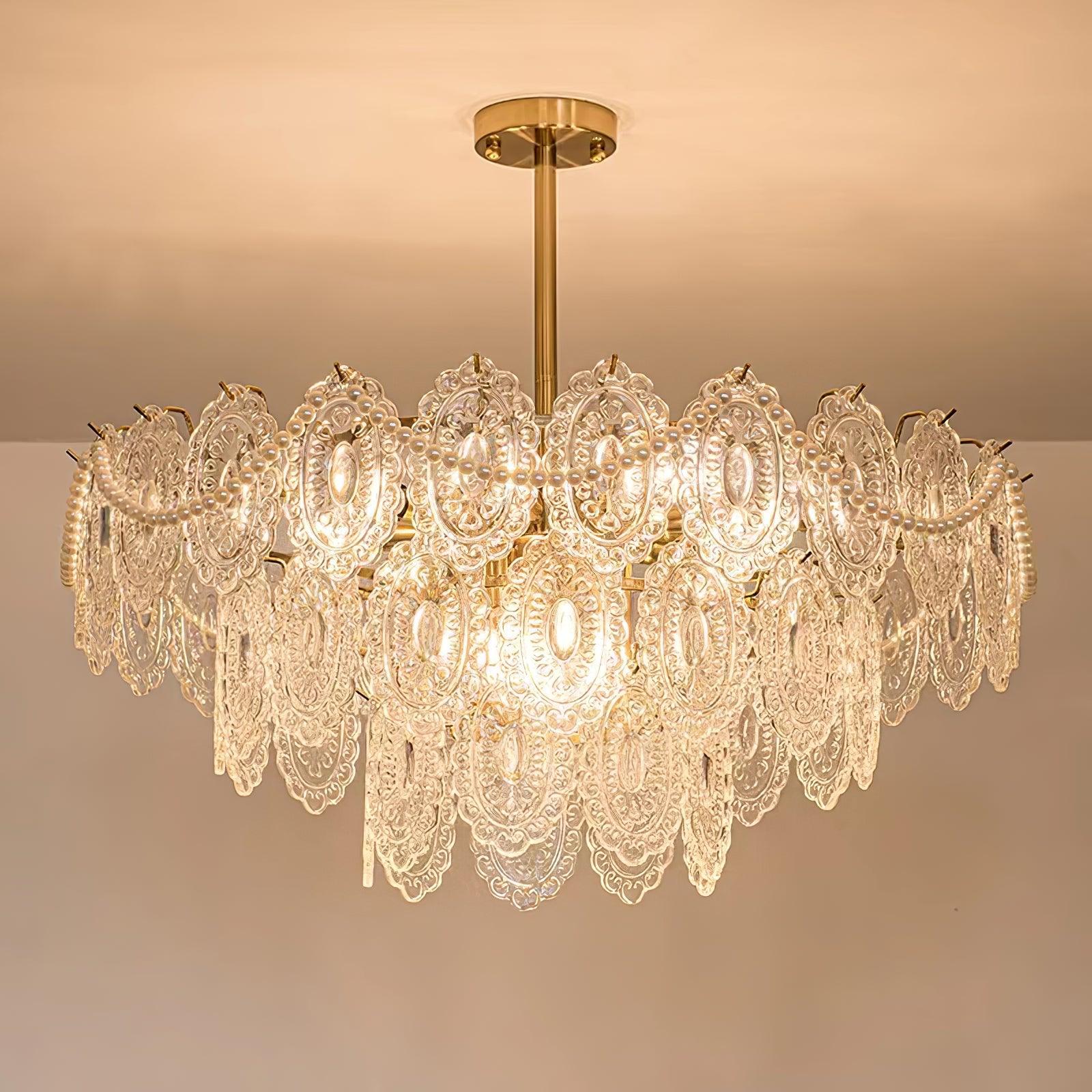 Lustra Chandelier Wave Pearl Gold Modern - Image 14
