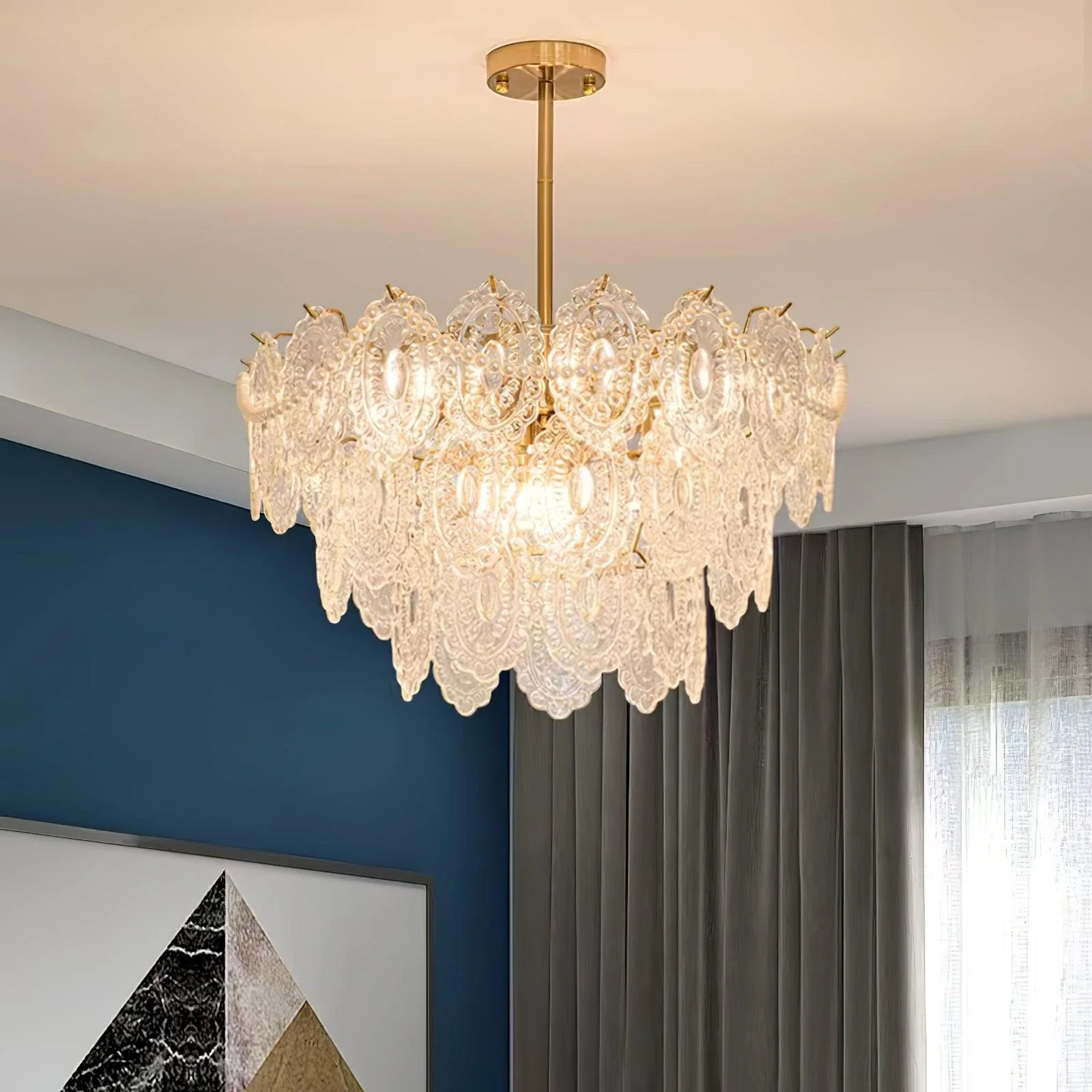 Lustra Chandelier Wave Pearl Gold Modern - Image 15