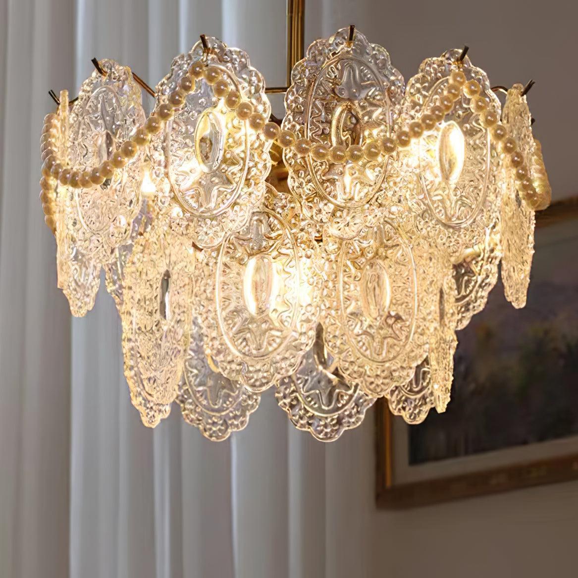 Lustra Chandelier Wave Pearl Gold Modern - Image 16