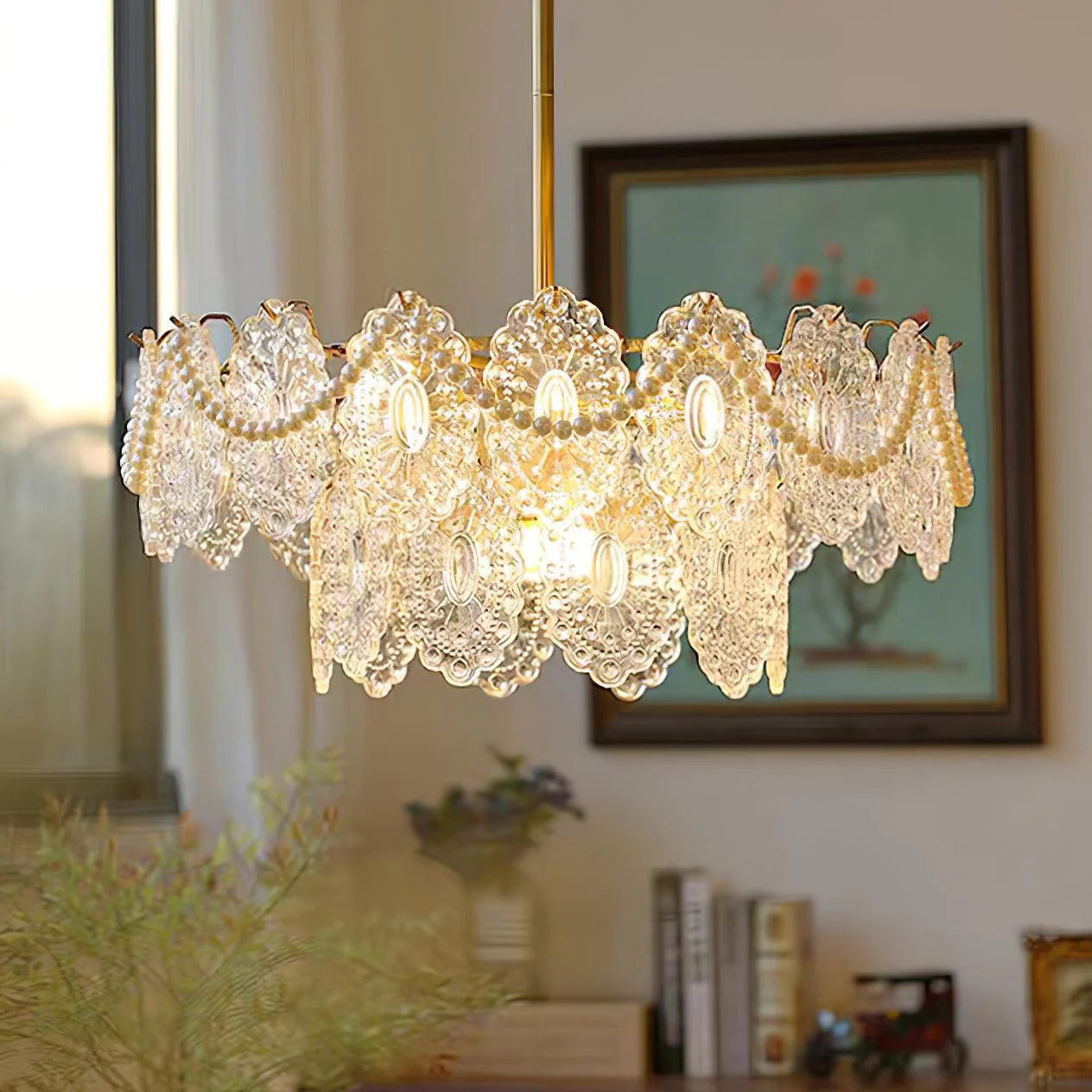 Lustra Chandelier Wave Pearl Gold Modern - Image 17