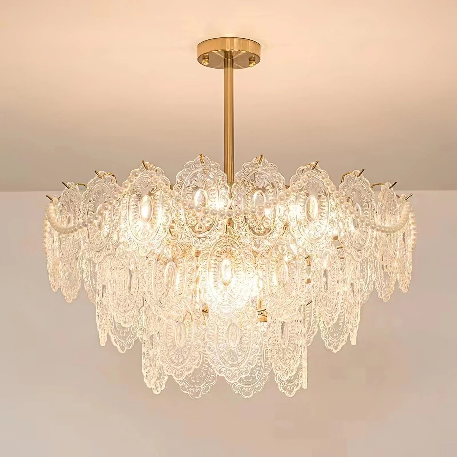 Lustra Chandelier Wave Pearl Gold Modern - Image 19