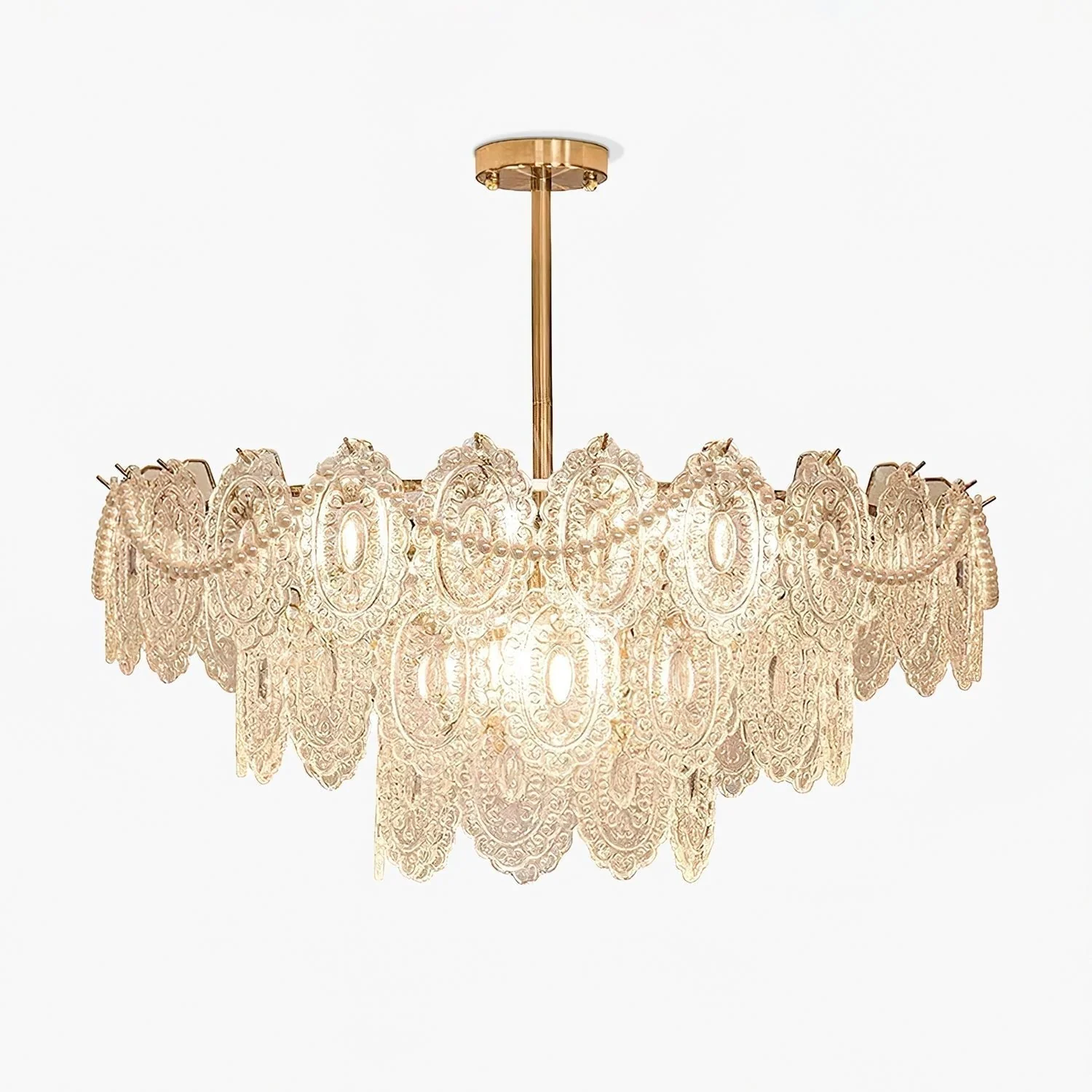 Lustra Chandelier Wave Pearl Gold Modern - Image 21