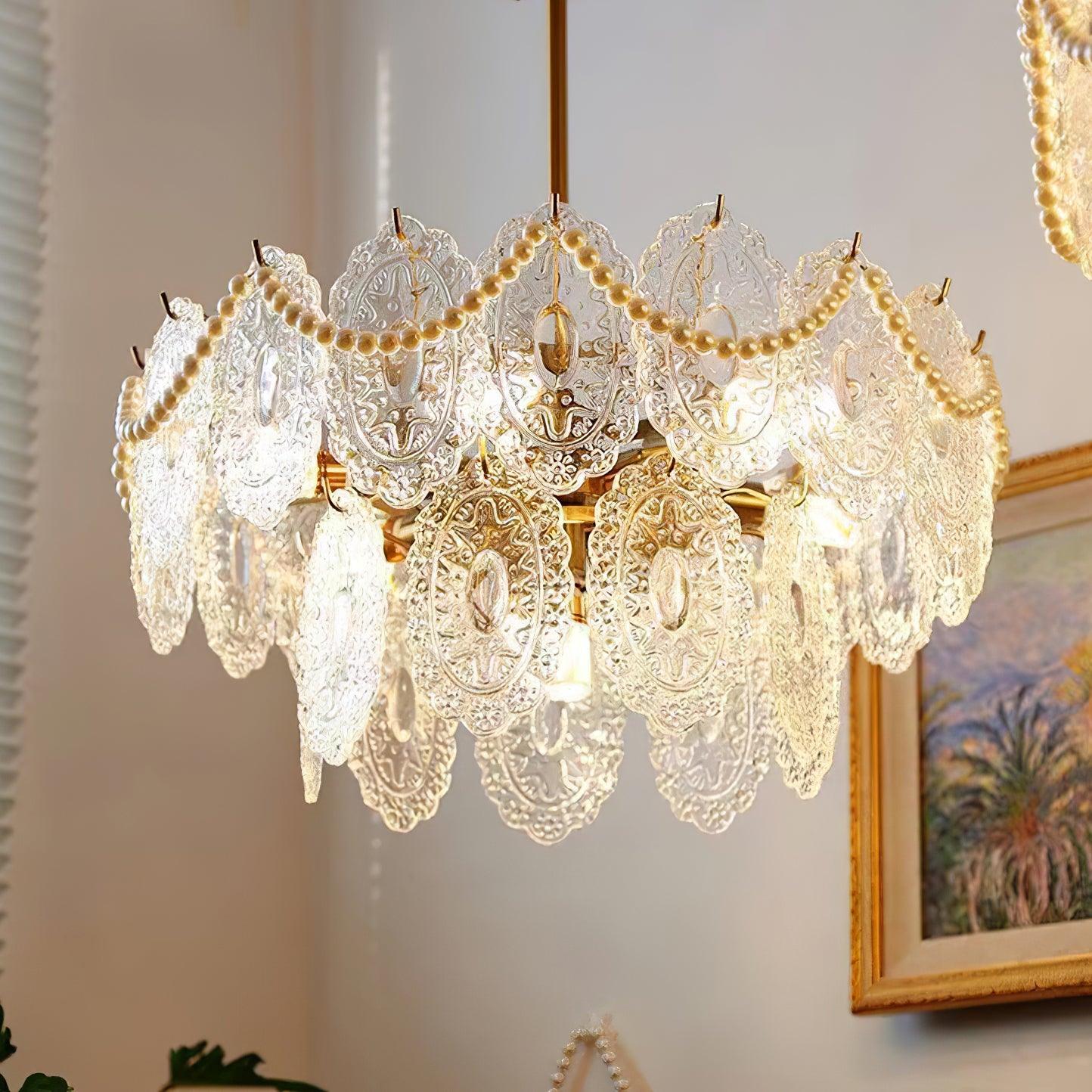 Lustra Chandelier Wave Pearl Gold Modern - Image 22