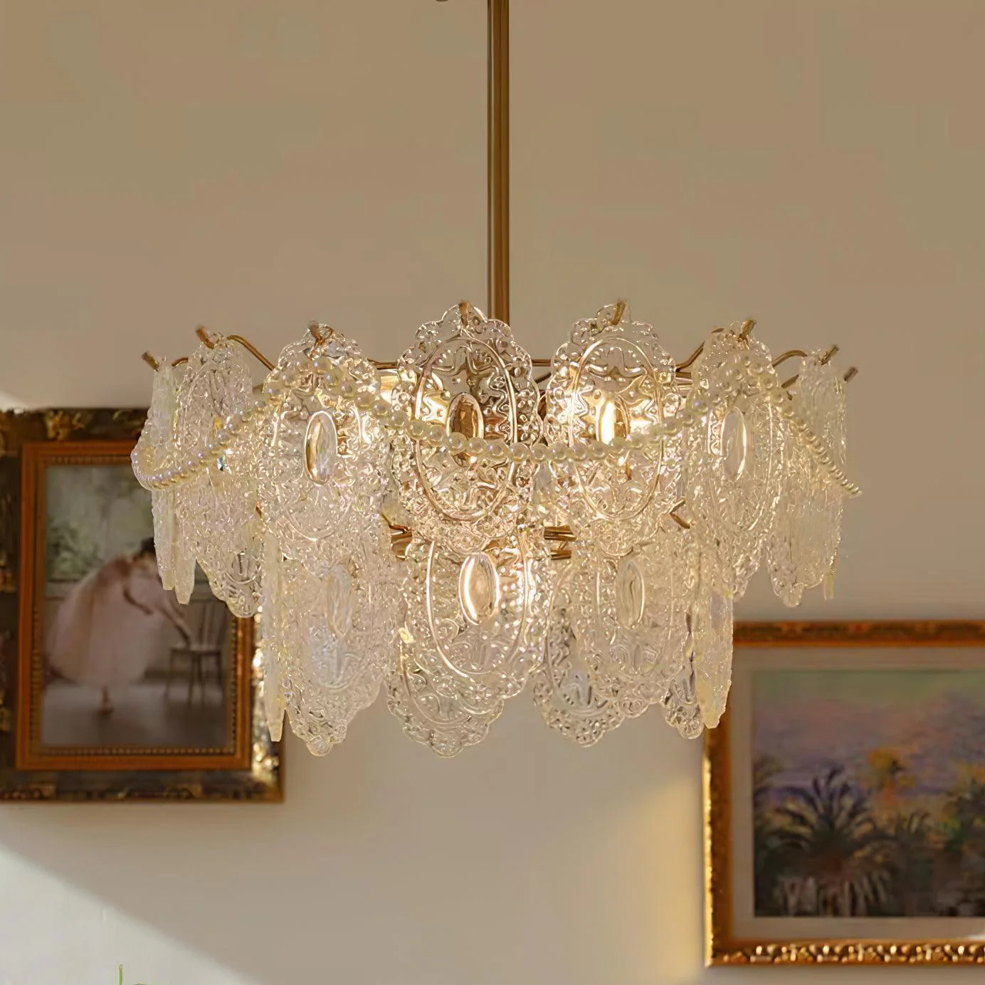 Lustra Chandelier Wave Pearl Gold Modern - Image 24
